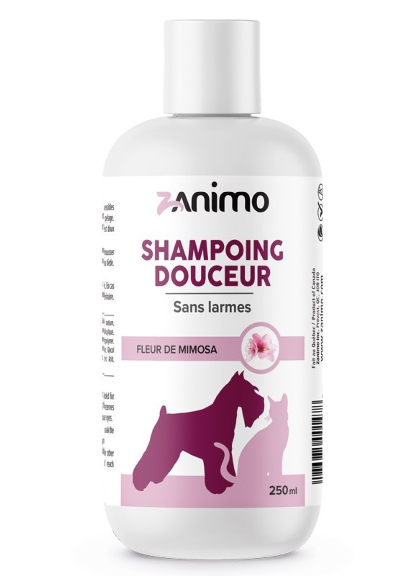 ZANIMO Shampoing Douceur, Sans Larme, Pour Chien Et Chat - Fleur De Mimosa
