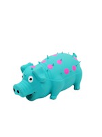 Jouet En Latex Avec "squeaker" Pour Chien - Cochon Turquoise à Pois Roses
