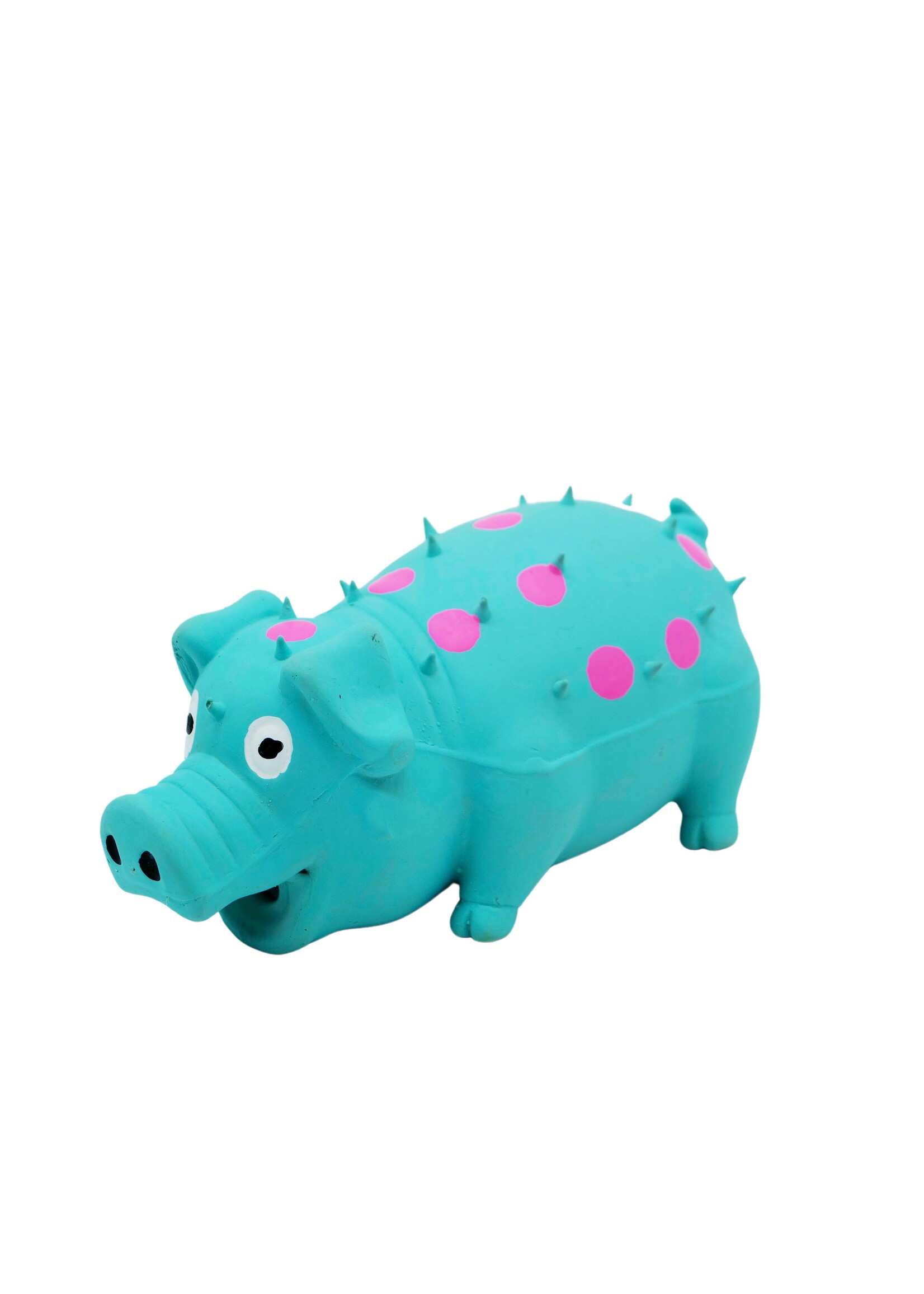 Jouet En Latex Avec "squeaker" Pour Chien - Cochon Turquoise à Pois Roses