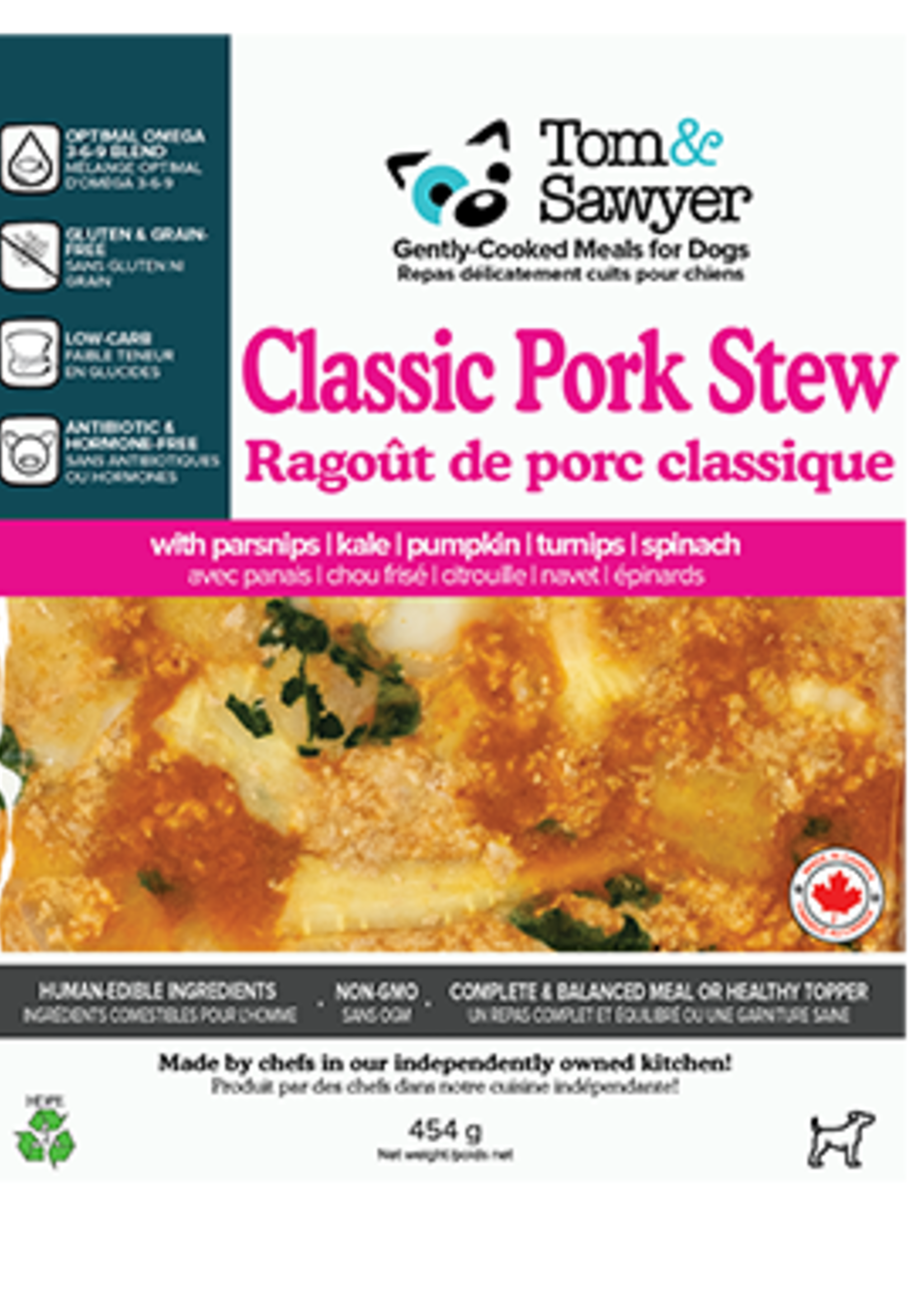 RAGOÛT DE PORC CLASSIQUE REPAS SURGELÉS CUITS DOUCEMENT POUR CHIENS