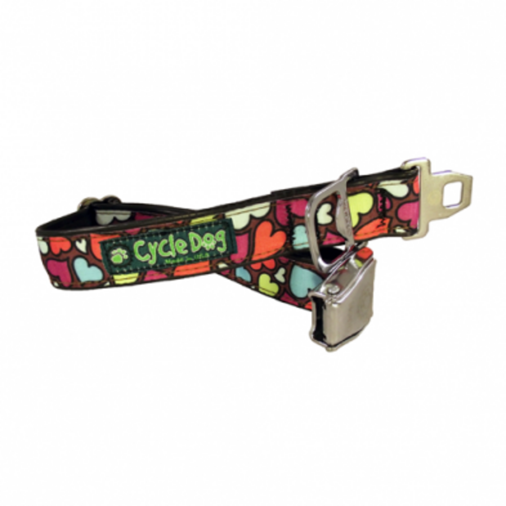 COLLIER EN MÉTAL AVEC BASE VERTE ET CŒURS DE GRANDE LARGEUR