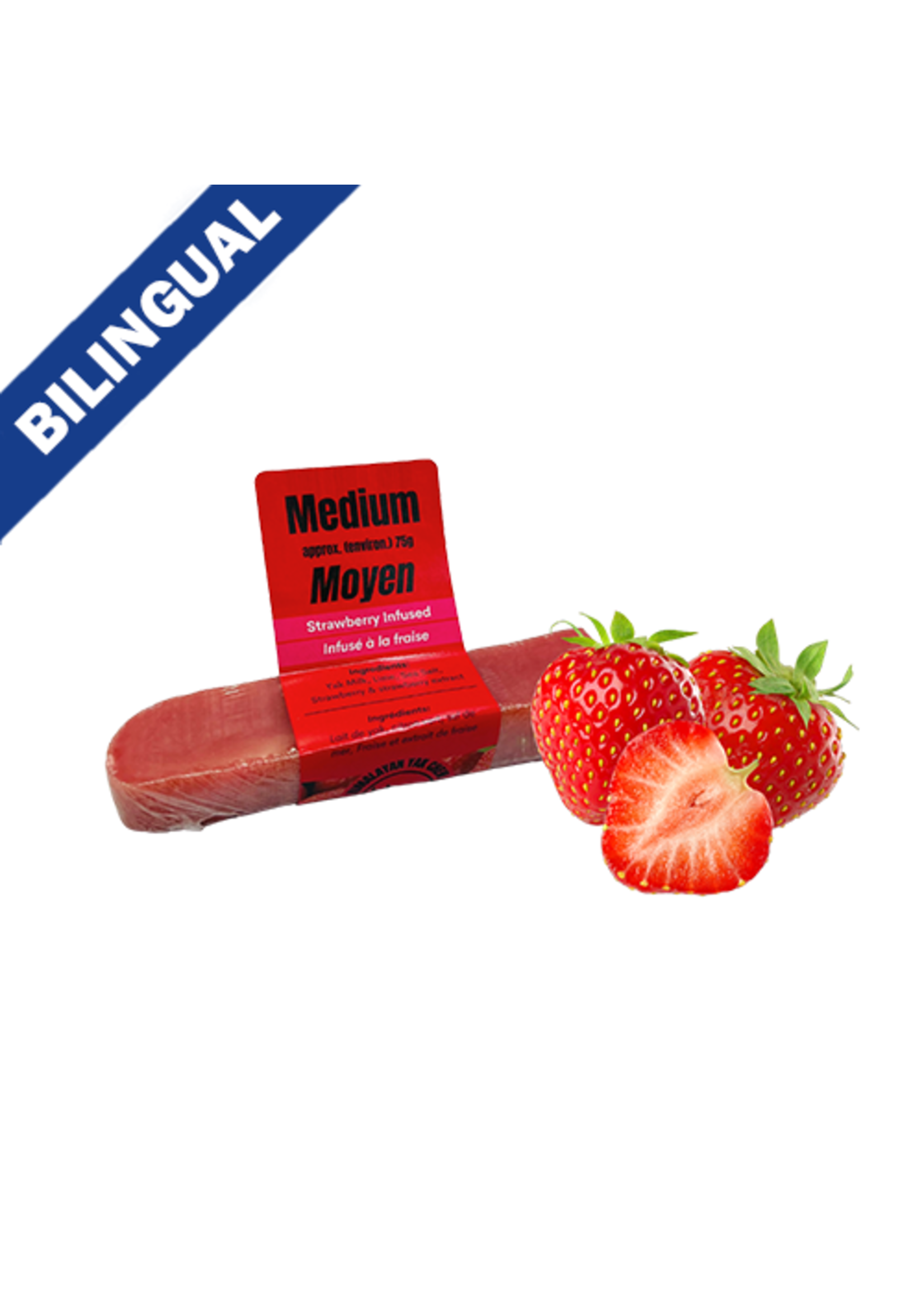 Friandise pour chien de taille moyenne au fromage de yak de l'Himalaya infusé à la fraise