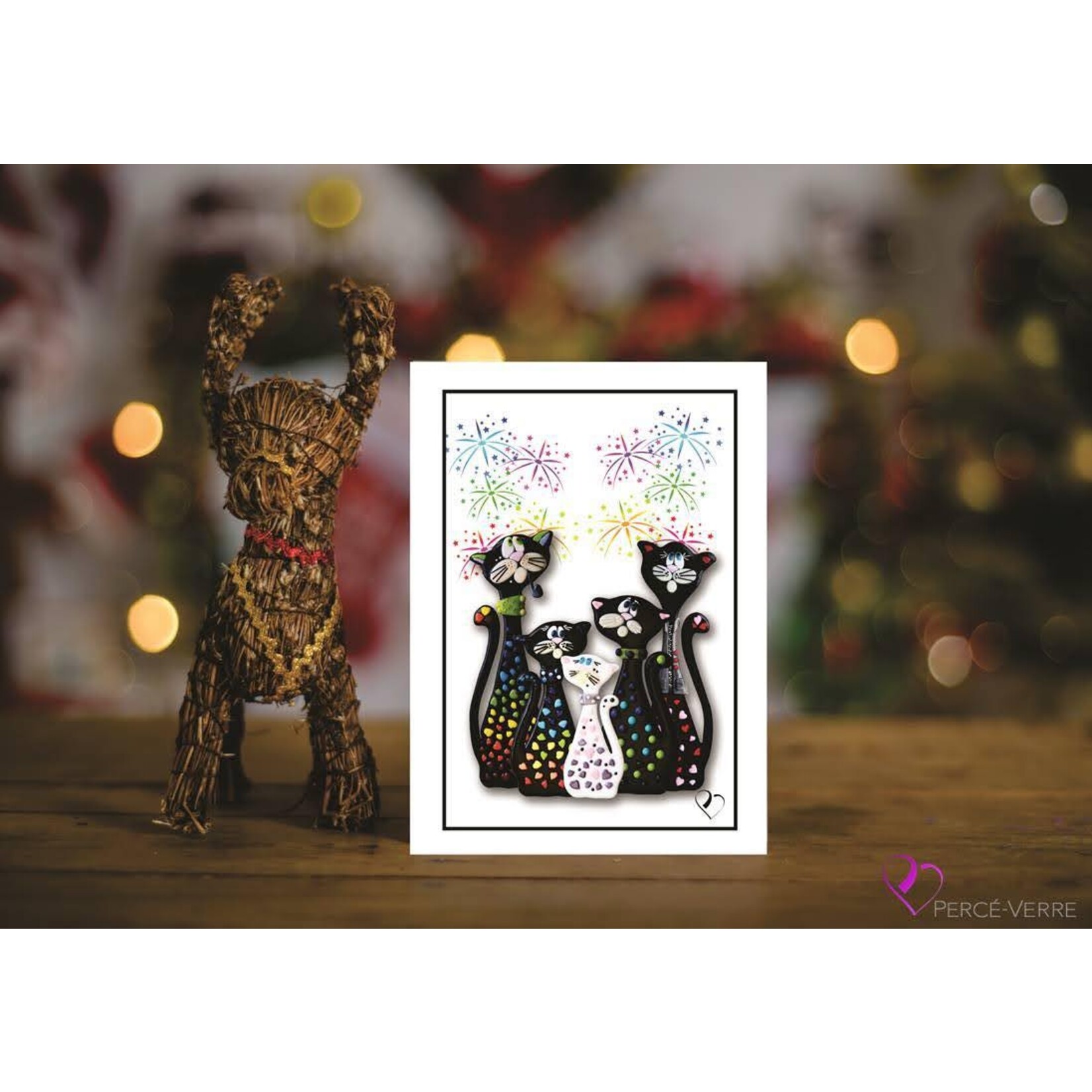 Christmas card the cat family