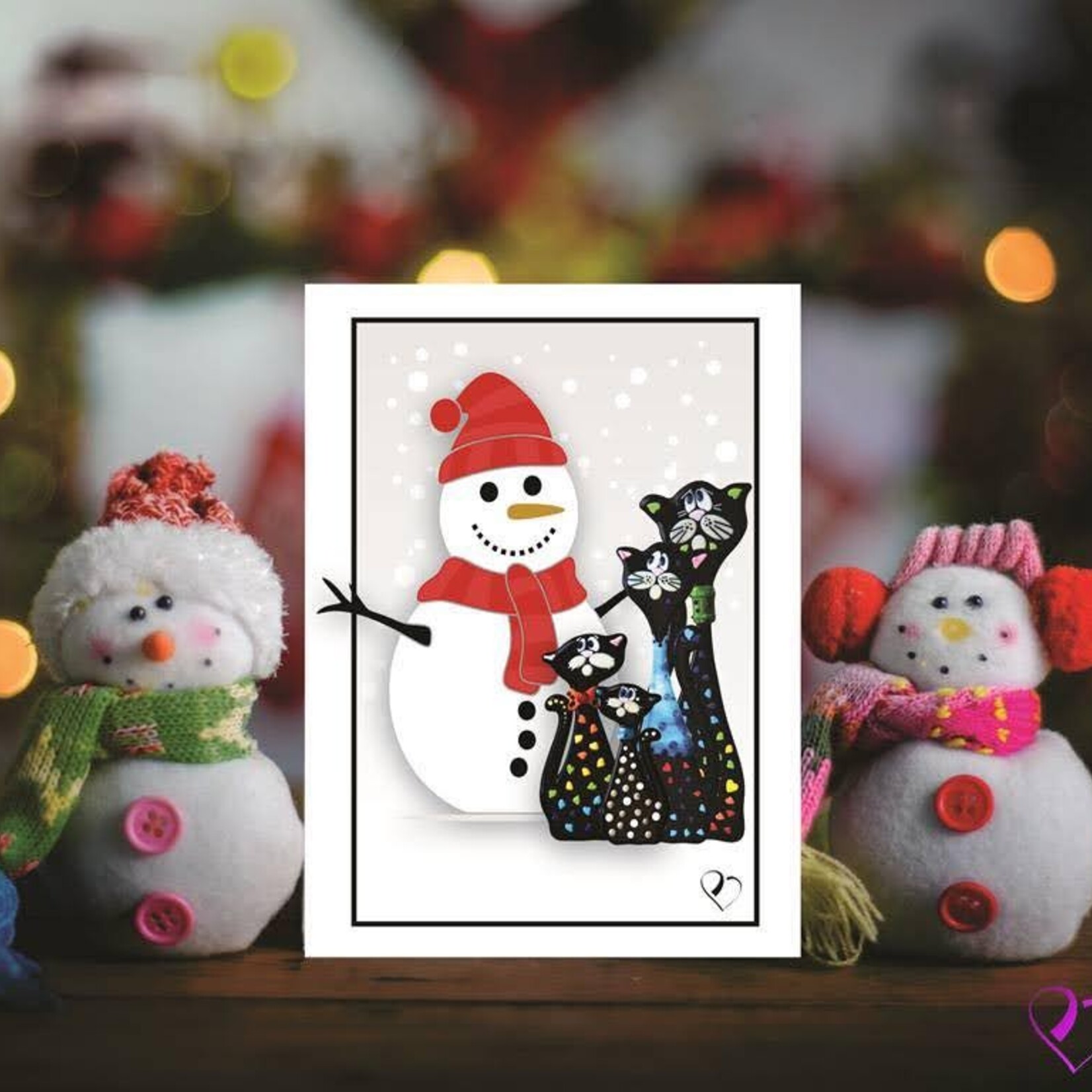 Christmas card the cat family