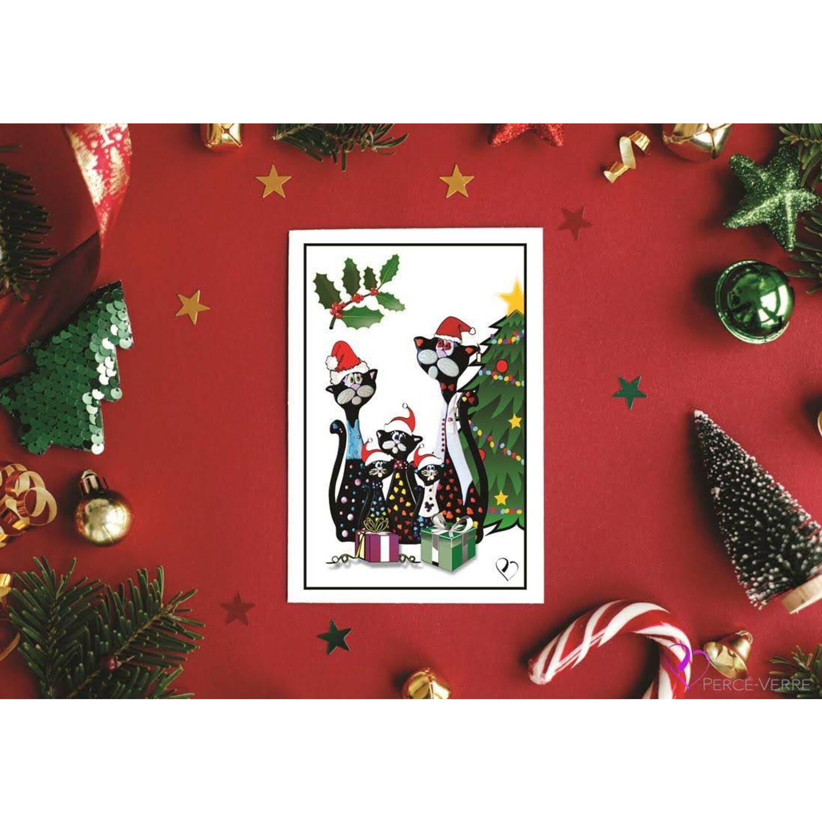 Carte de Noel la famille des chats