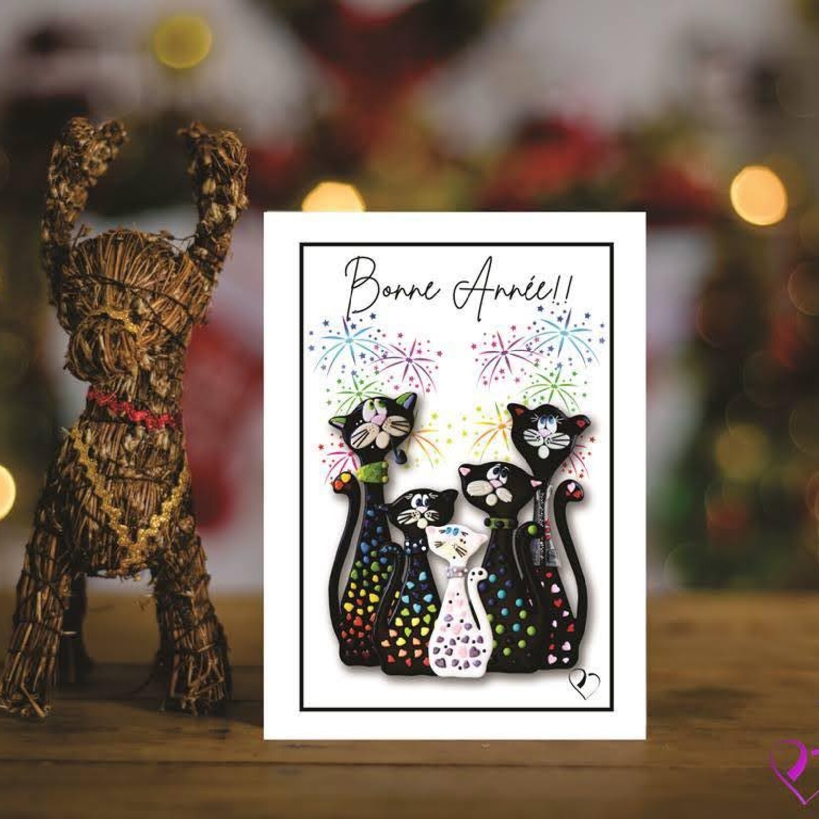 Christmas card the cat family