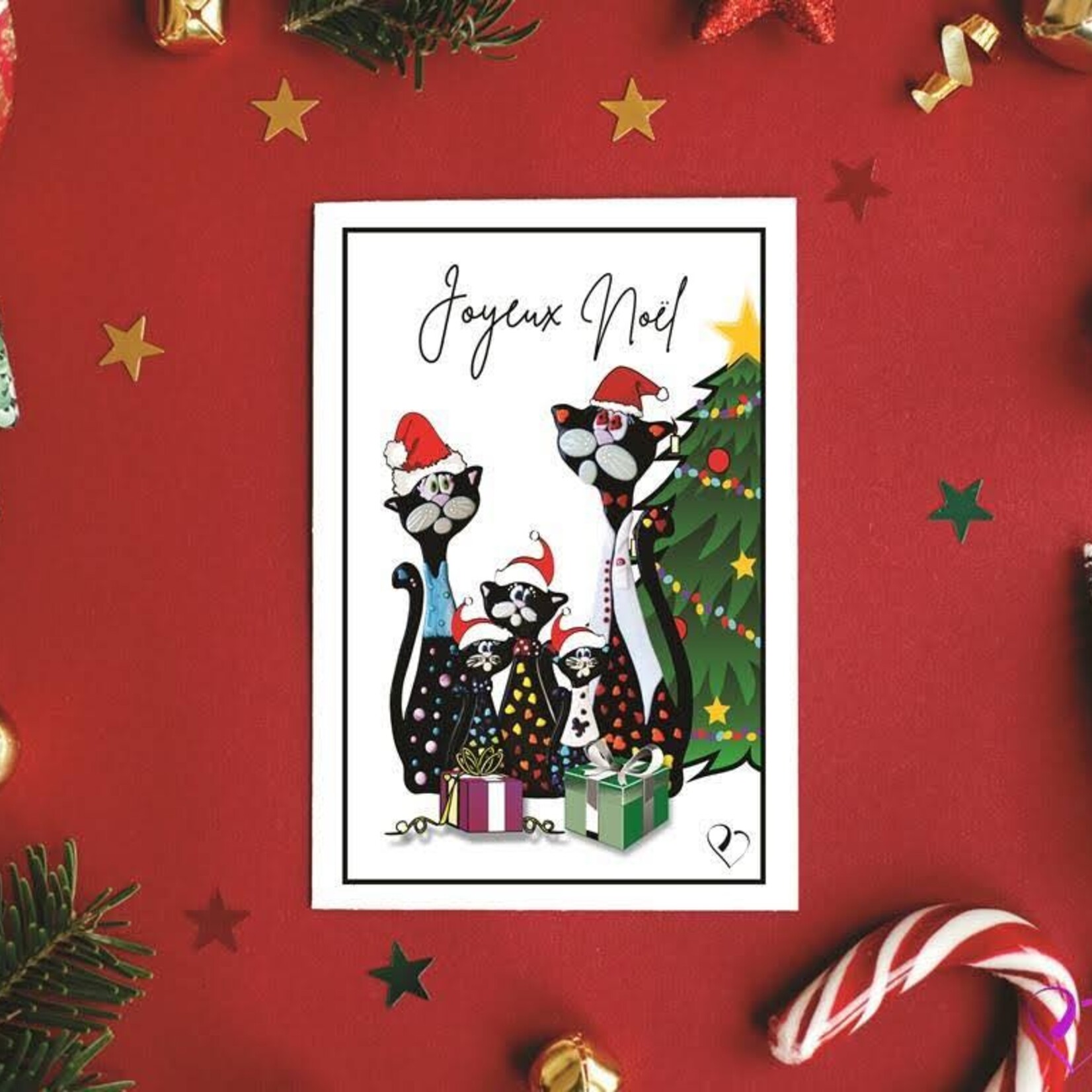 Carte de Noel la famille des chats