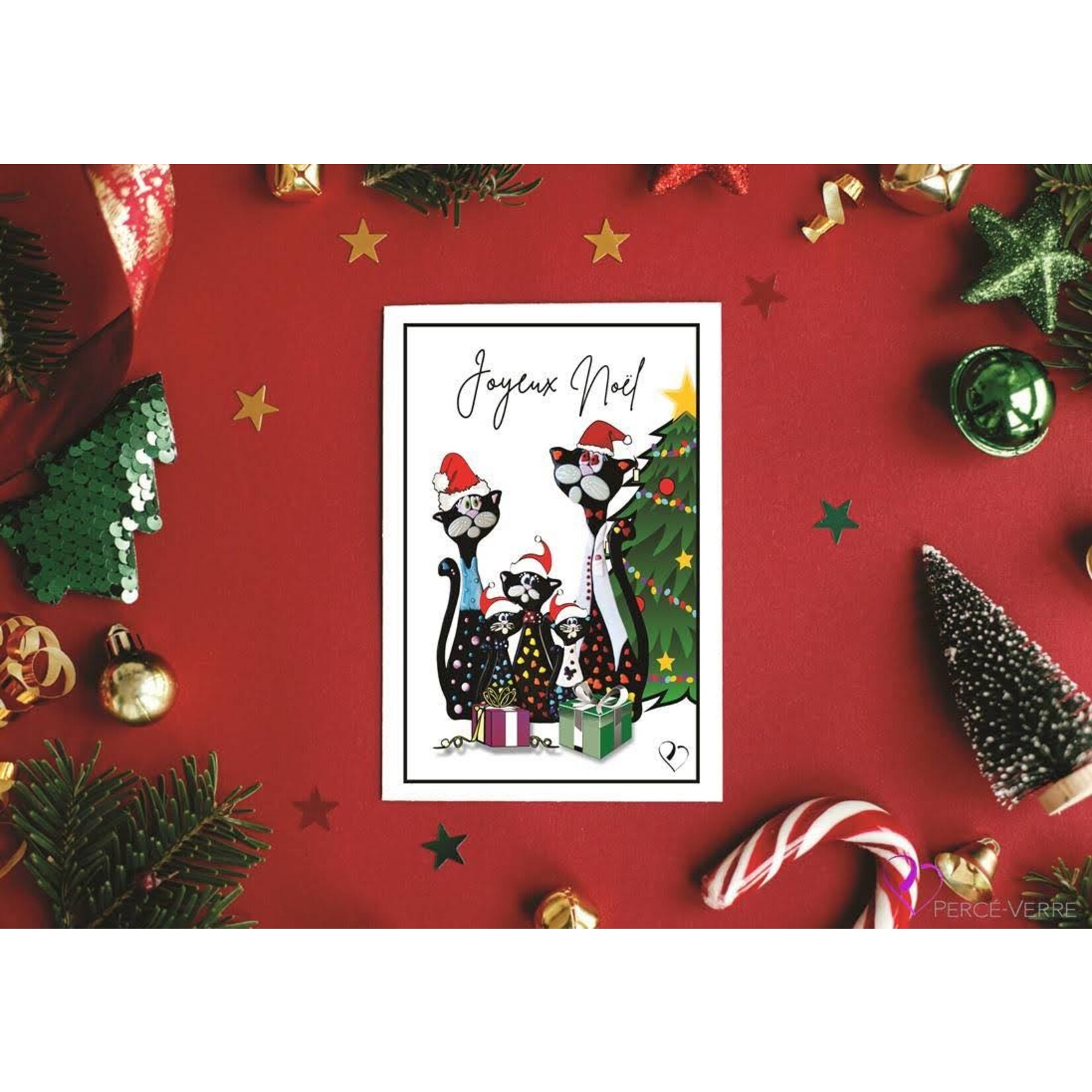 Carte de Noel la famille des chats