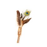 Cat Toy Peacock Feathers On Silver Vine Wand