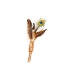 Cat Toy Peacock Feathers On Silver Vine Wand
