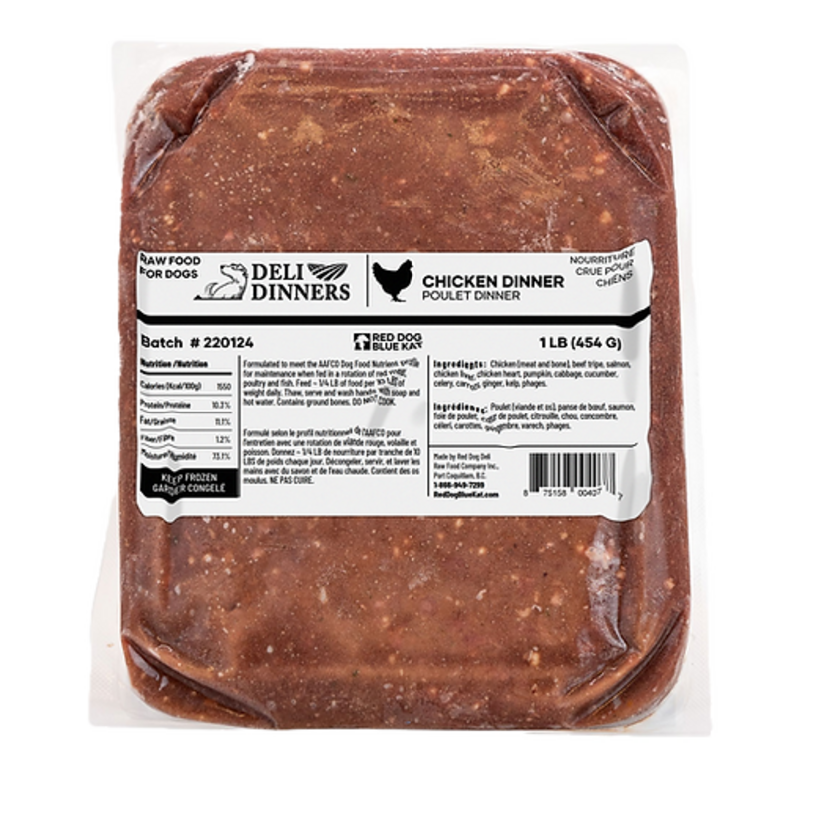 Nourriture congelée pour chiens, Dîner au poulet