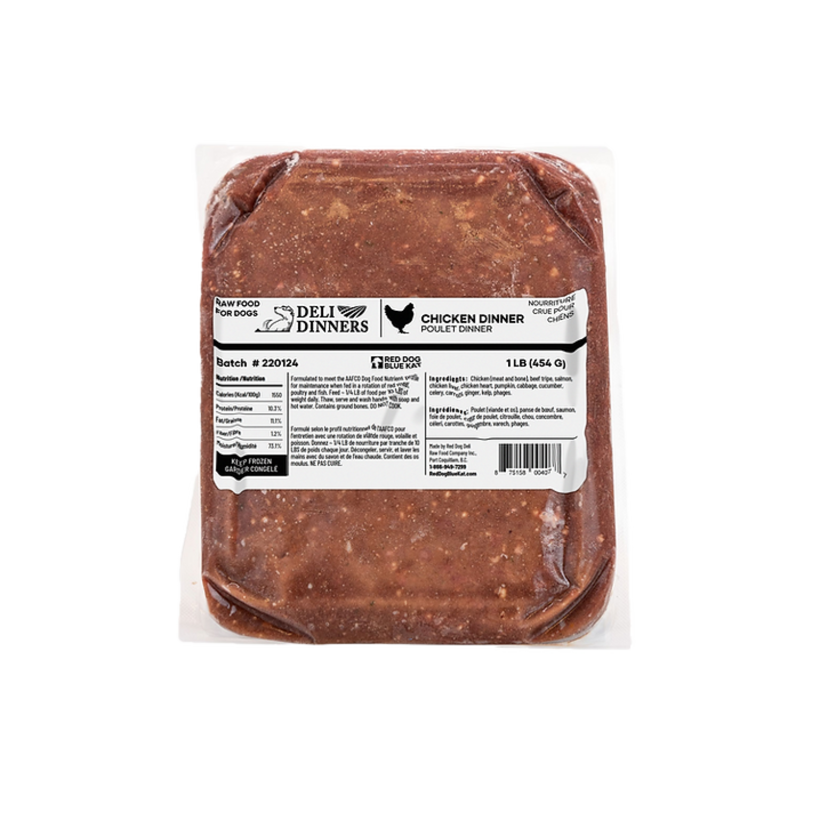 Nourriture congelée pour chiens, Dîner au poulet