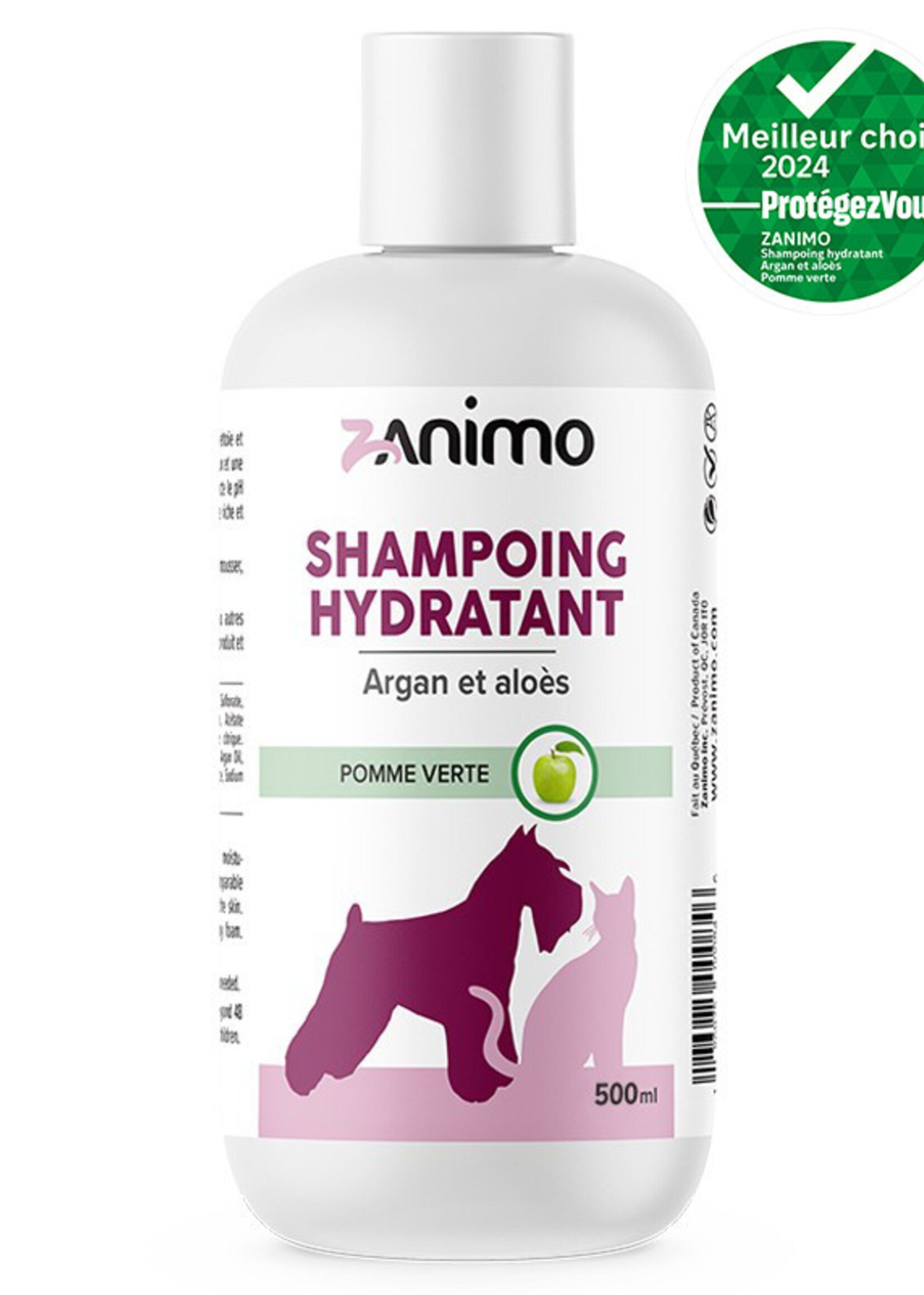 ZANIMO MOISTURIZING SHAMPOO argan oil and aloe vera, green apple