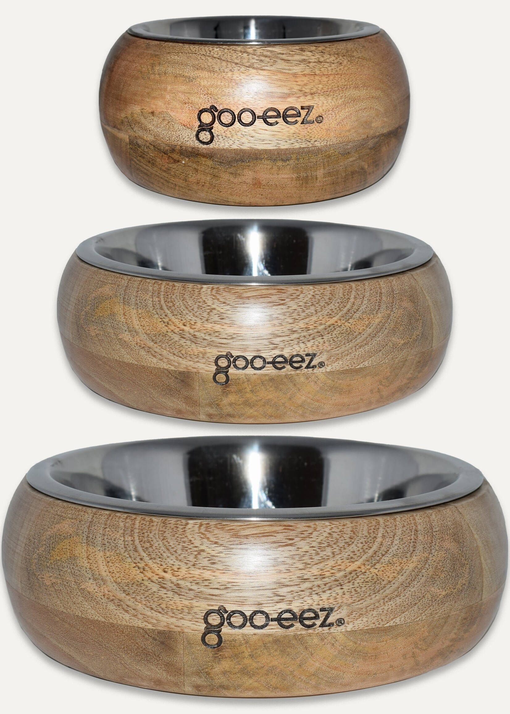 Round Mango Wood Stainless Steel Bowl