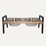 Double Bowl Mango Wood Feeder