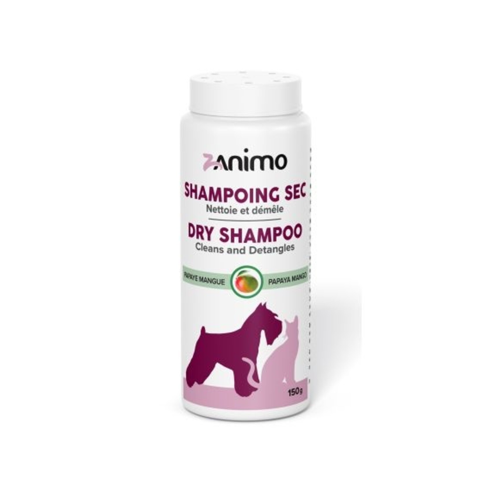 ZANIMO SHAMPOING SEC nettoie et démêle, papaye et mangue