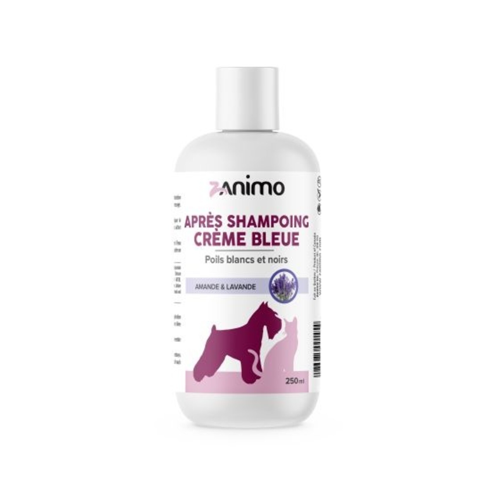 ZANIMO Après-shampoing Bleu, Pour Poils Blancs Et Noirs, Pour Chien Et Chat - Amande & Lavande