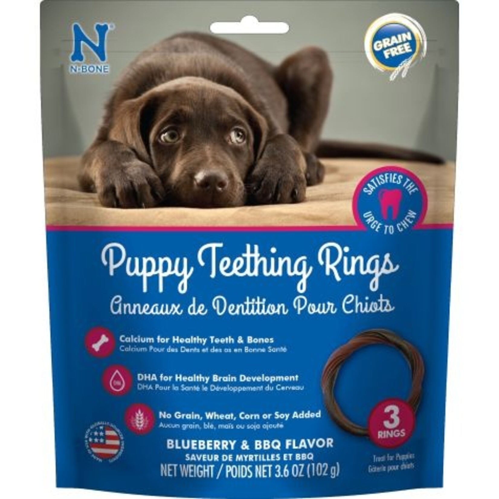 Puppy Teething Rings, Grain Free, Blueberry & Bbq (pk 3)
