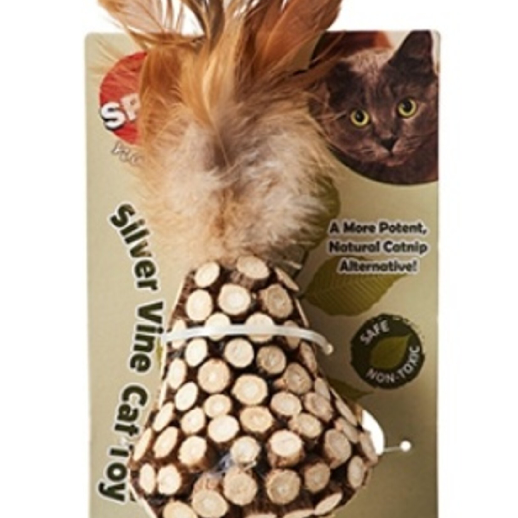 Silverine avec plumes jouet pour chat