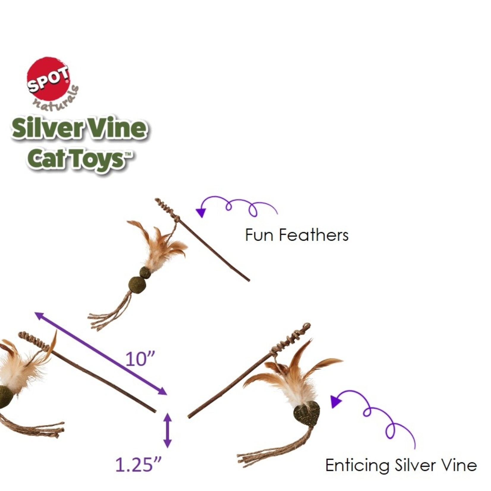 Bâton de silverine avec plumes jouet pour chat