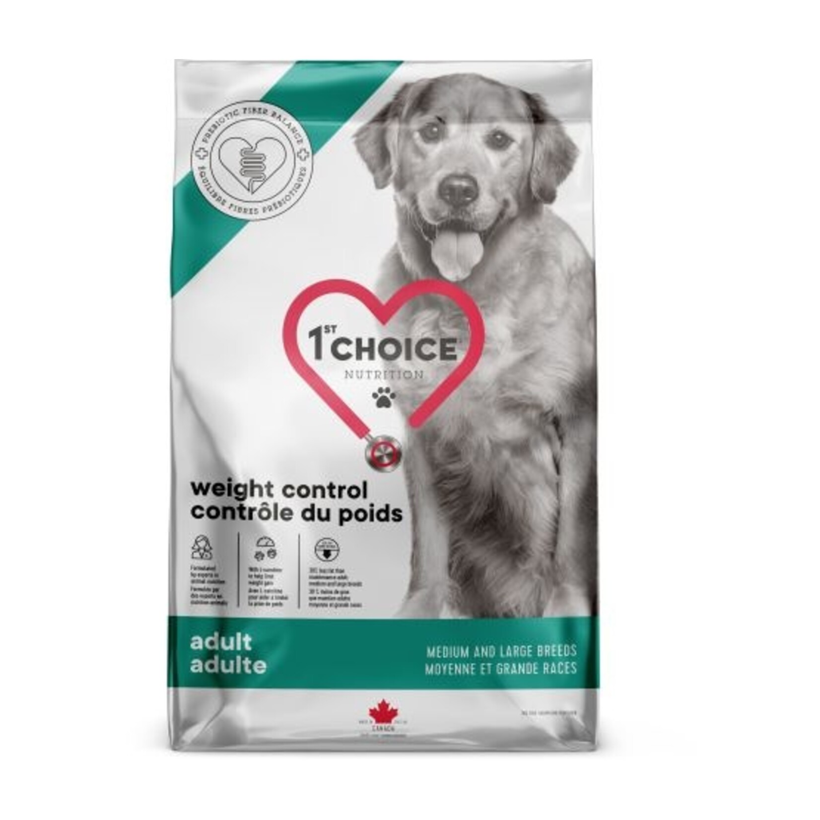 1St Choice Nourriture Pour Chien, Moyenne Et Grande Races, Contrôle Du Poids - Poulet