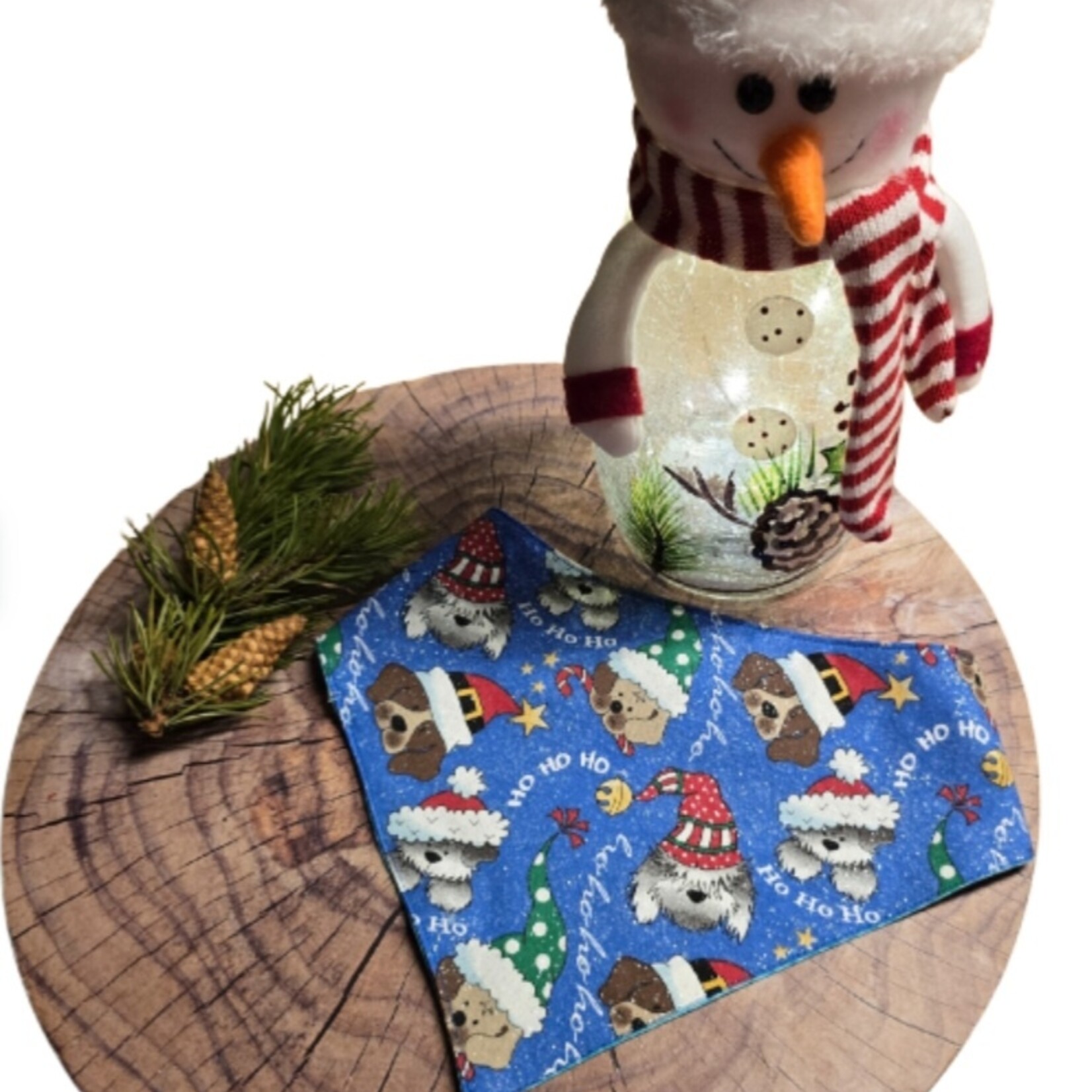 Foulard réversible chien & Noël — cosy et craquant