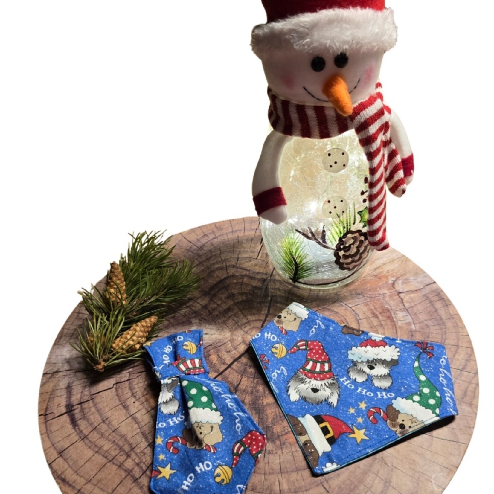 Foulard réversible chien & Noël — cosy et craquant