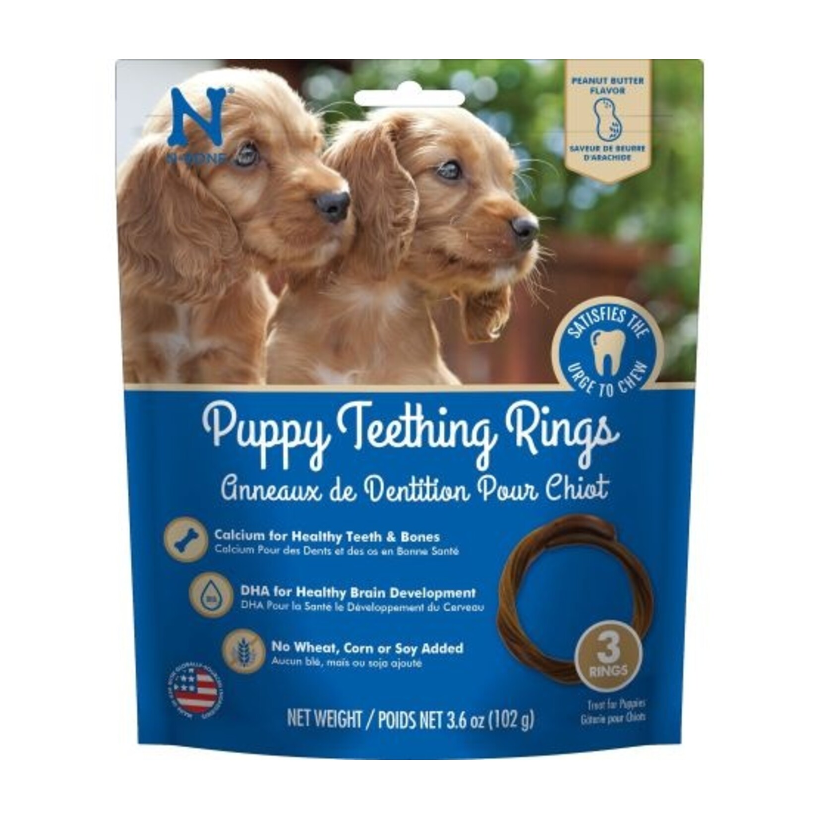 Puppy Teething Rings, Peanuts Flavor (pk 3) 3.6oz