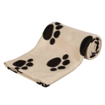 Couverture Barney | Beige & Motifs Pattes Noires | Douceur Polaire | 100 x 70 cm