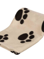 Couverture Barney | Beige & Motifs Pattes Noires | Douceur Polaire | 100 x 70 cm