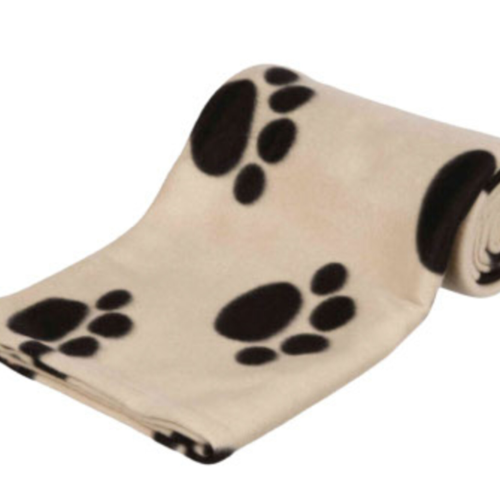 Barney Blanket | Beige & Black Paw Prints | Fleece Softness | 100 x 70 cm