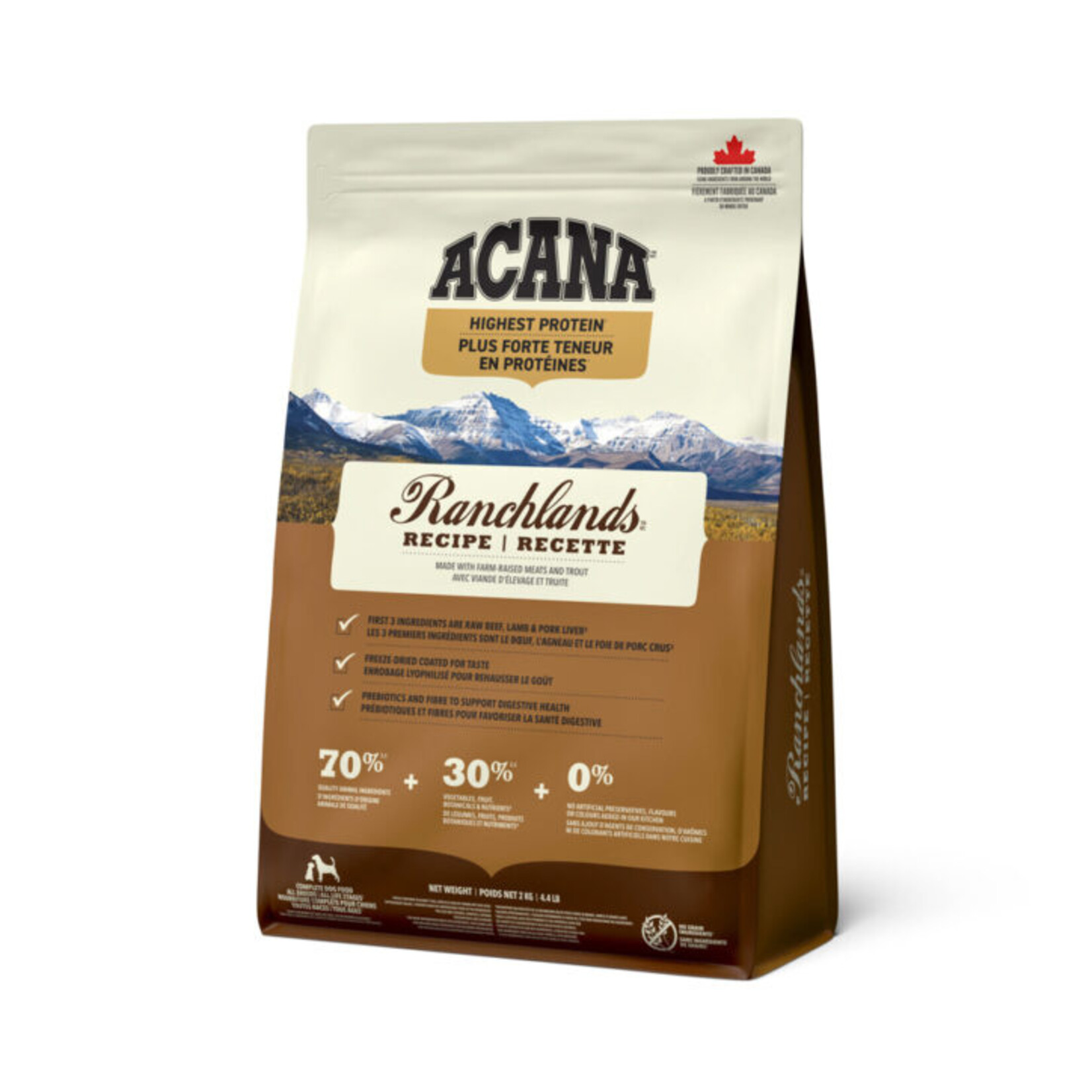 ACANA Nourriture  Ranchlands  pour chien | Sans Grain | Enrobage Lyophilisé