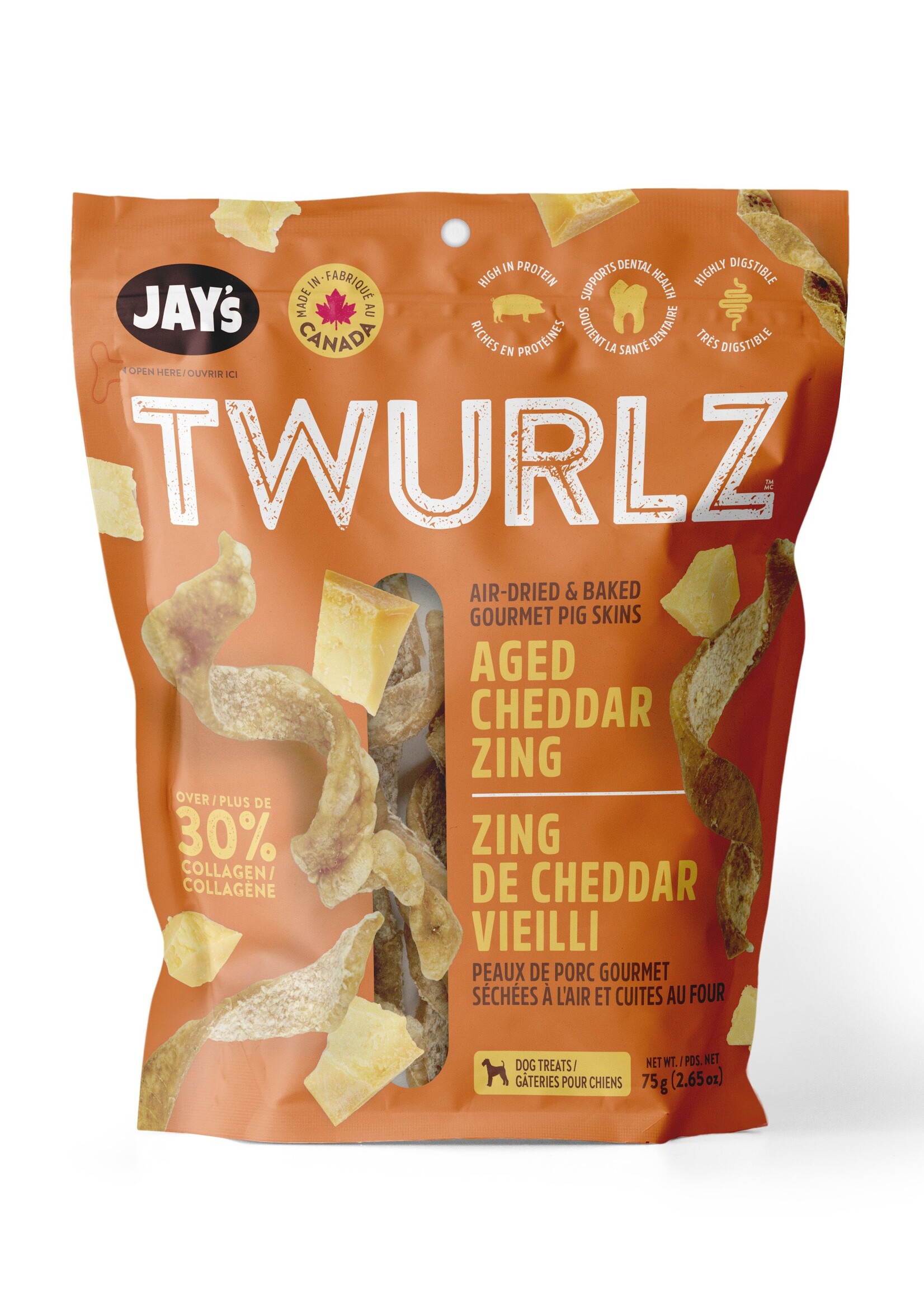 Air-Dried Pigskin for Dogs, Aged Cheddar 75g