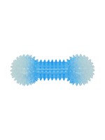 Luminous Rubber Dog Toy - Spiked Dumbbell - Blue - 16cm