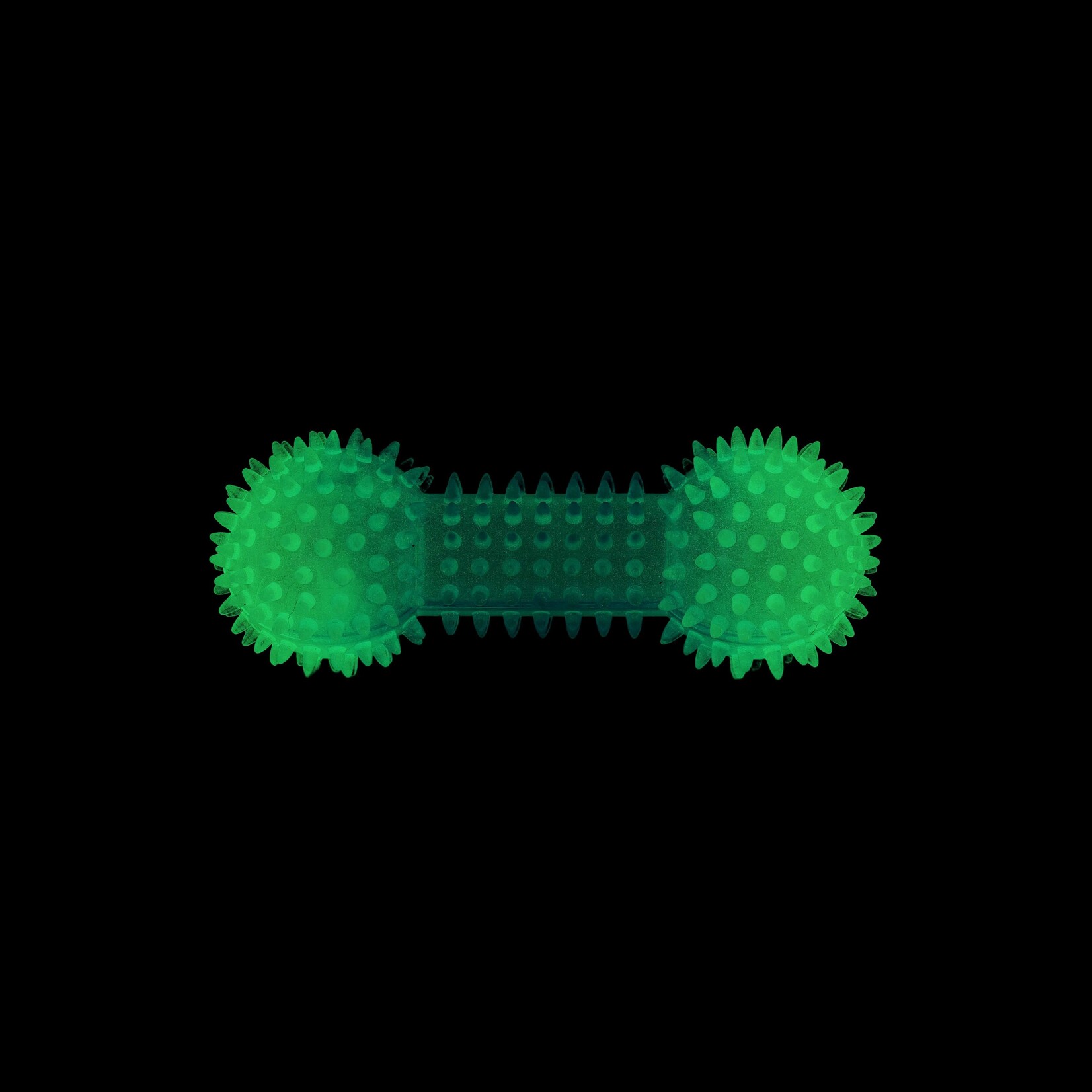 Luminous Rubber Dog Toy - Spiked Dumbbell - Blue - 16cm