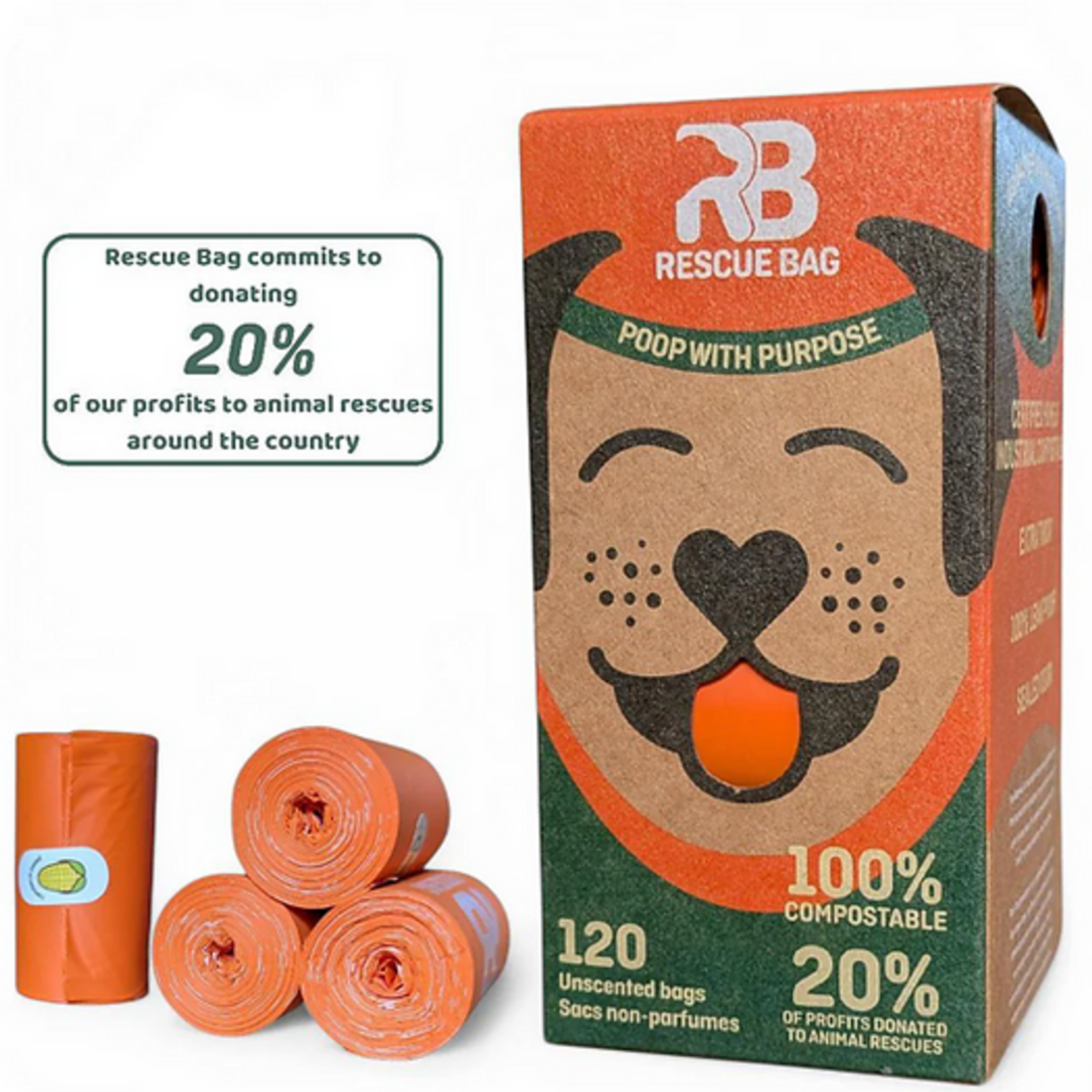 120 Unscented Bags - Dog Poop - Compostable
