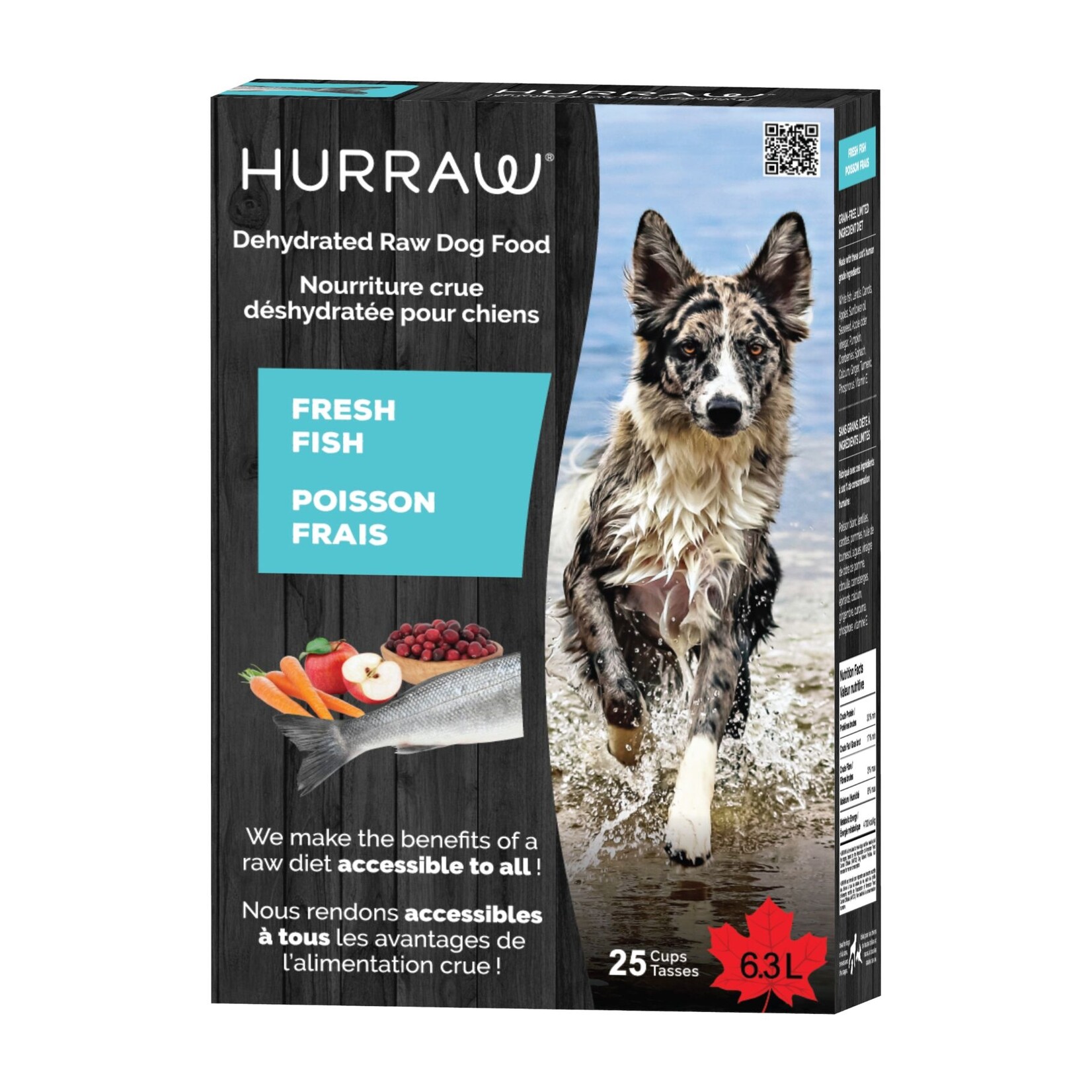 Nourriture Crue Déshydratée Hurraw - Poisson, boîte de 25 tasses métriques