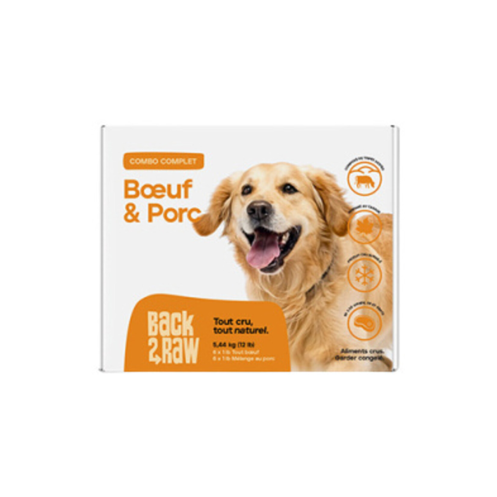 Recette complète de bœuf cru et mélange de porc - Nourriture congelée pour chiens - 12 lb