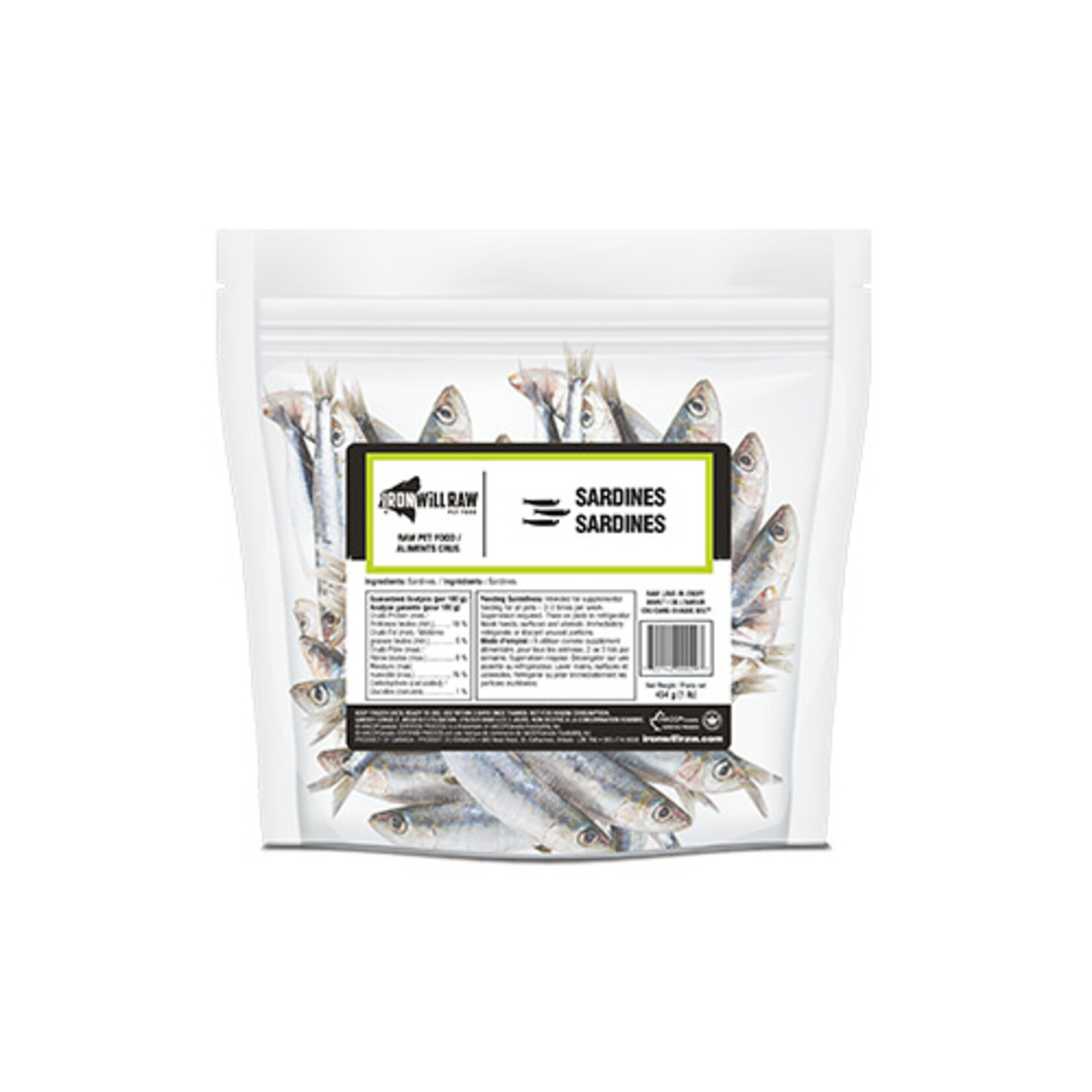 Friandise congelée pour chien Iron Will Raw® Sardines 1 lb