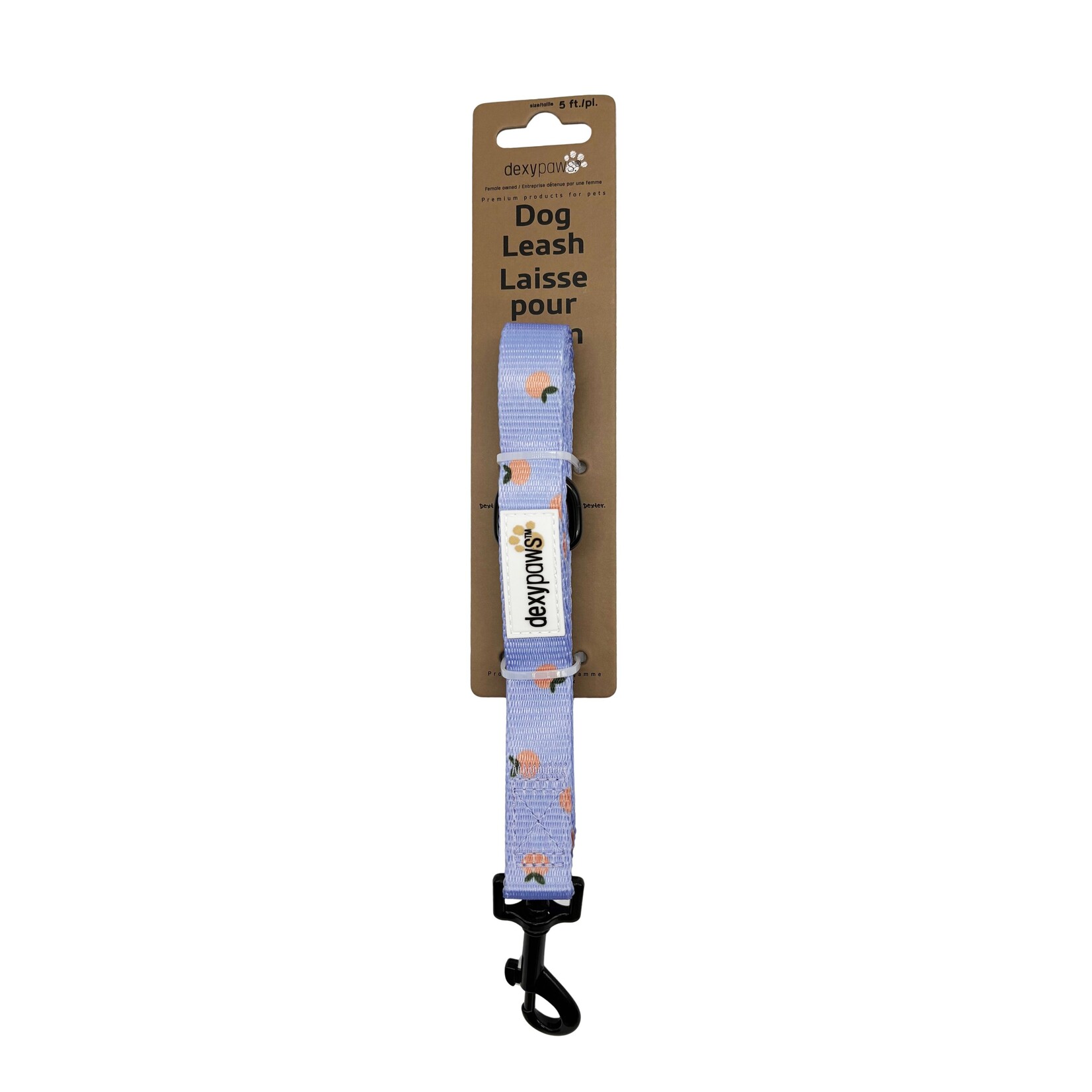 Laisse - Polyester Pour Chien - Bleu Ciel - Motifs De Mandarines - 5'