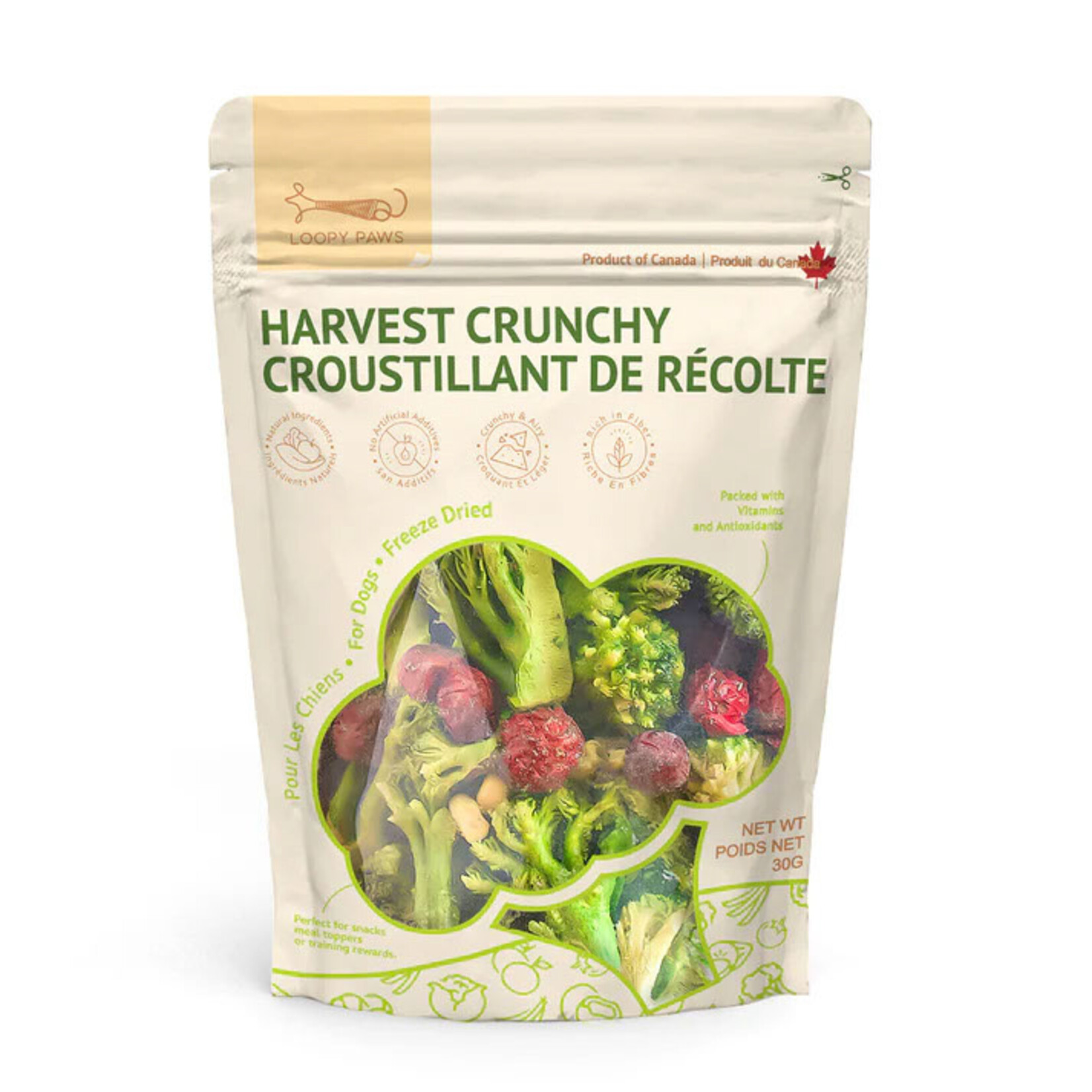 LOOPY PAWS Crunchy Harvest - Broccoli - Dog Food Supplement / 30 g