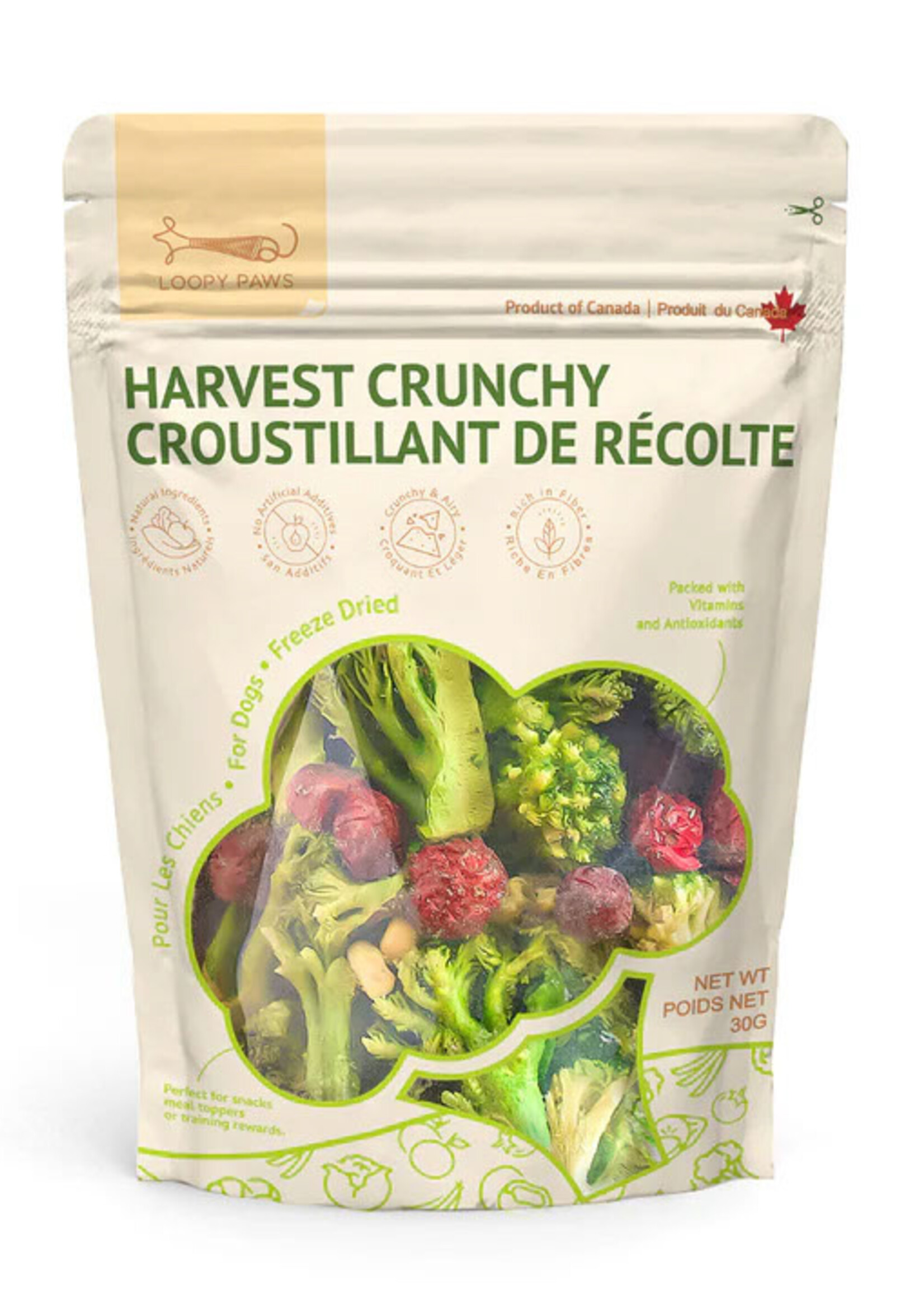 LOOPY PAWS Crunchy Harvest - Broccoli - Dog Food Supplement / 30 g