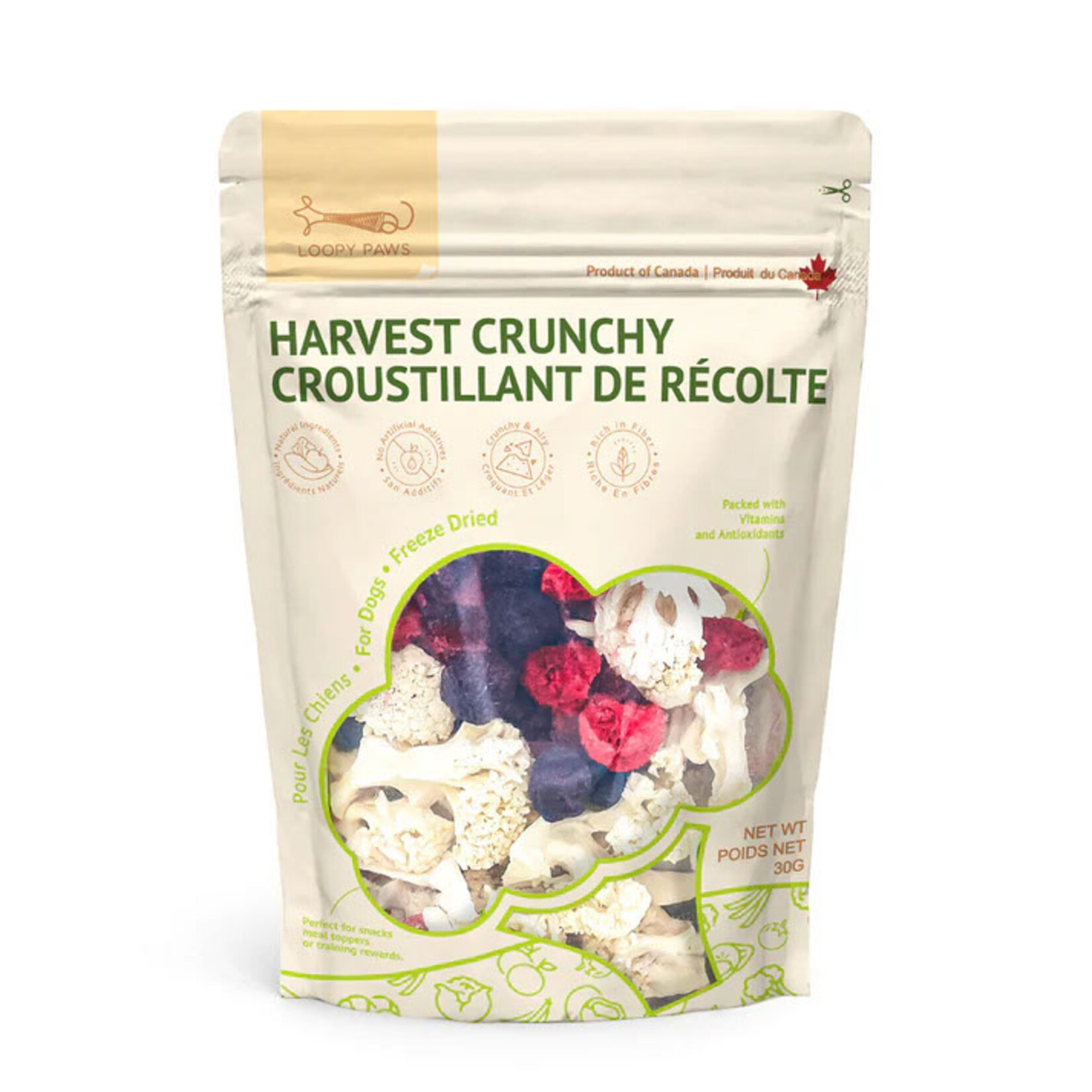LOOPY PAWS Crunchy Harvest - Cauliflower - Dog Food Supplement / 30 g