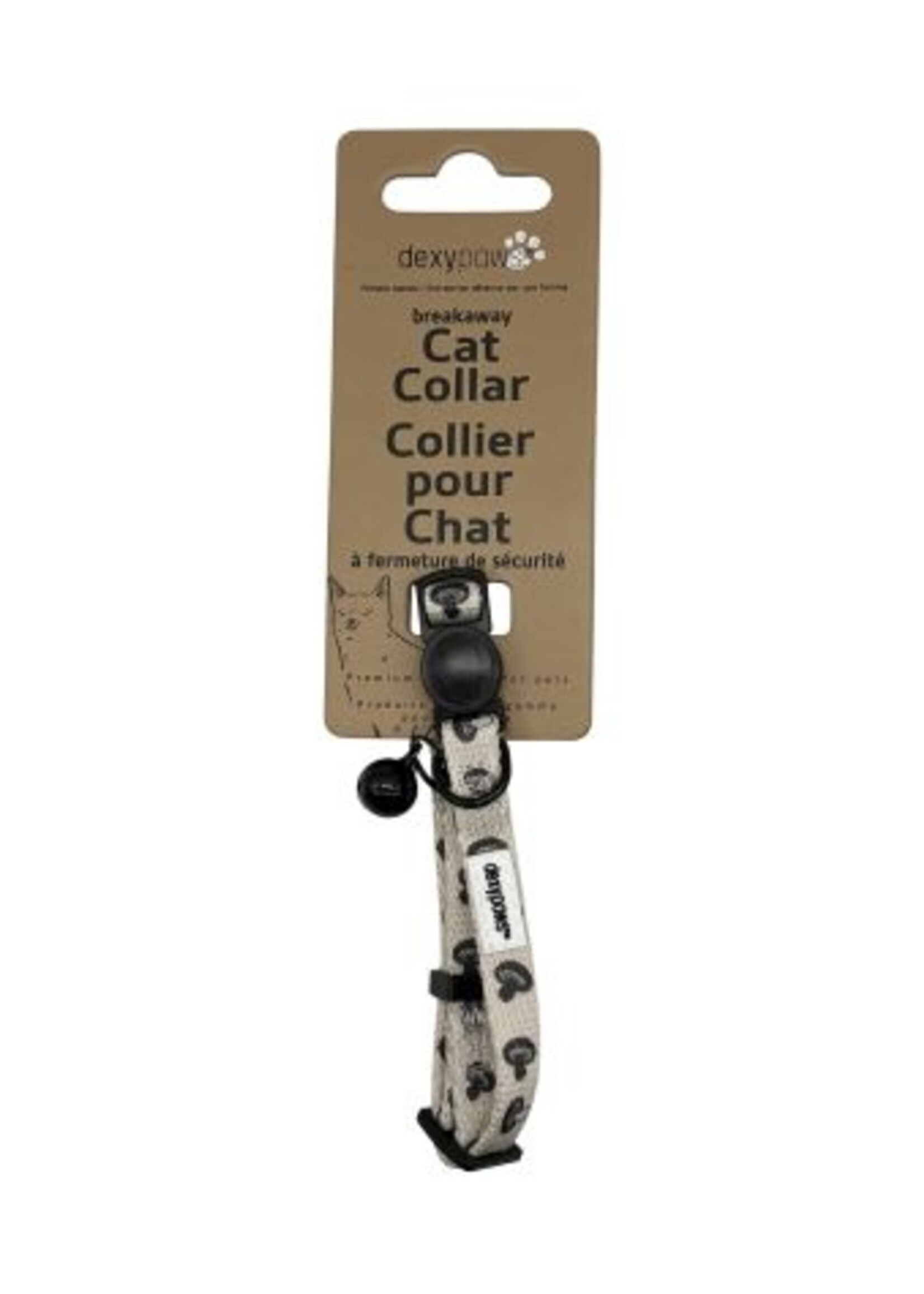 Collier En Polyester Pour Chat - Gris à Motifs De Champignons / Moyen