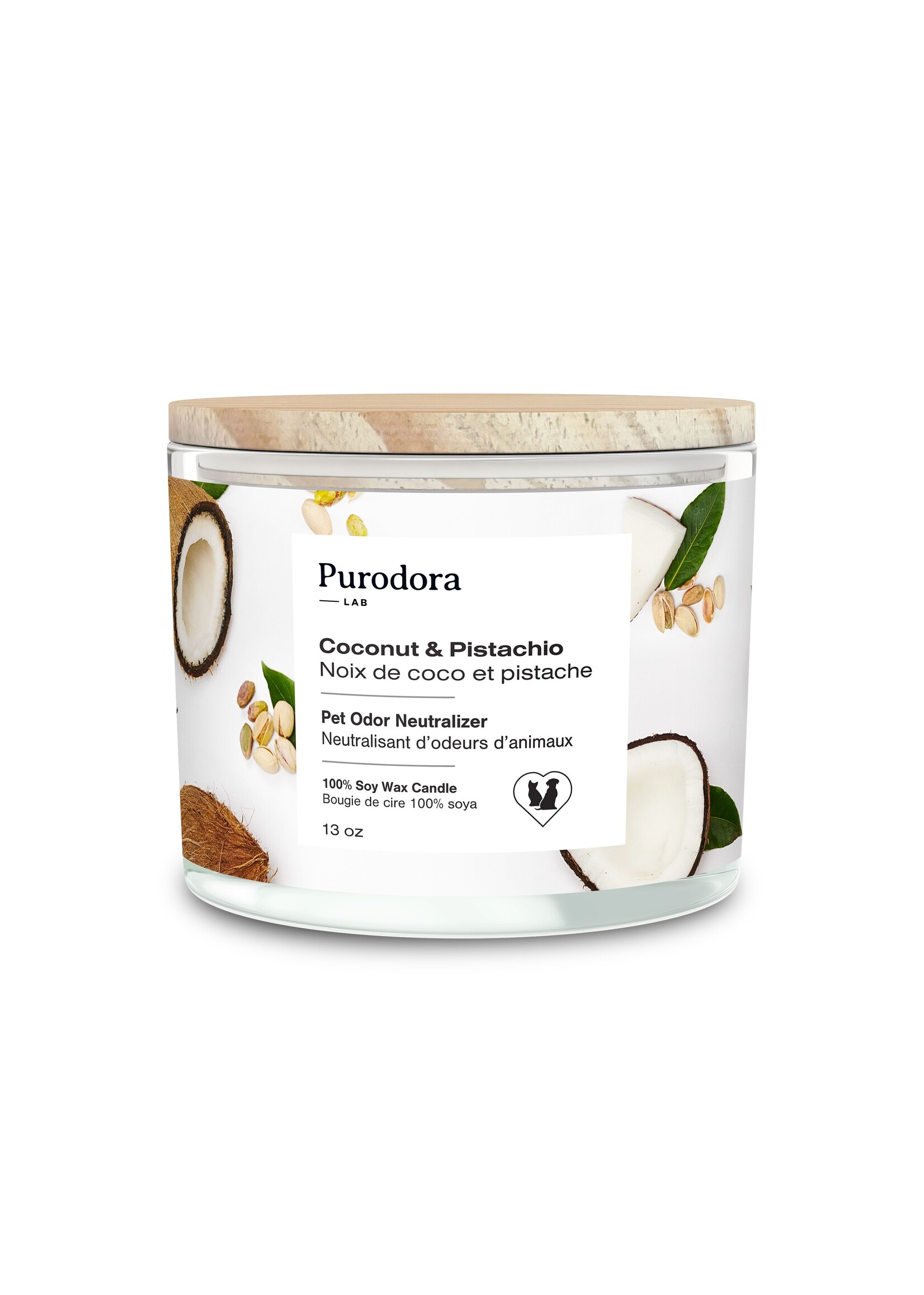 Soy Candle - Pet Odor Neutralizer - Coconut and Pistachio / 13oz