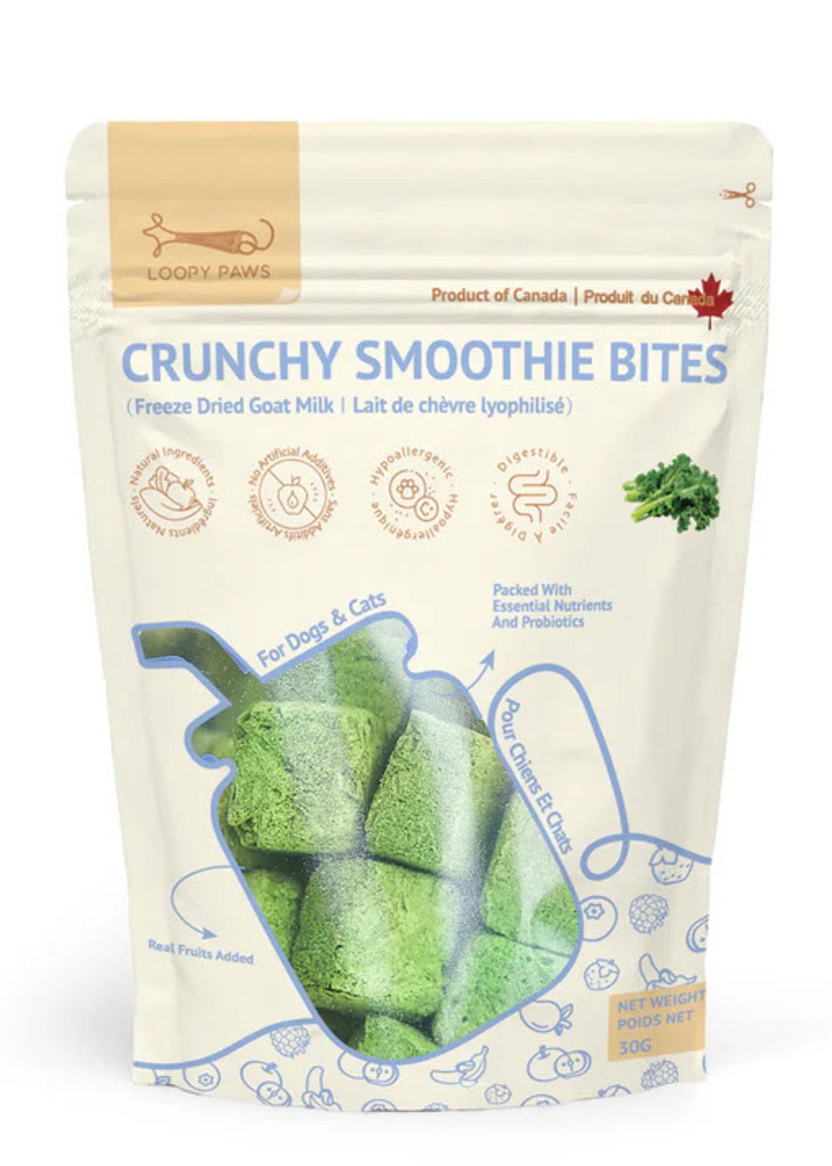 LOOPY PAWS Smoothie Bites kale - pour Chien / 30 g