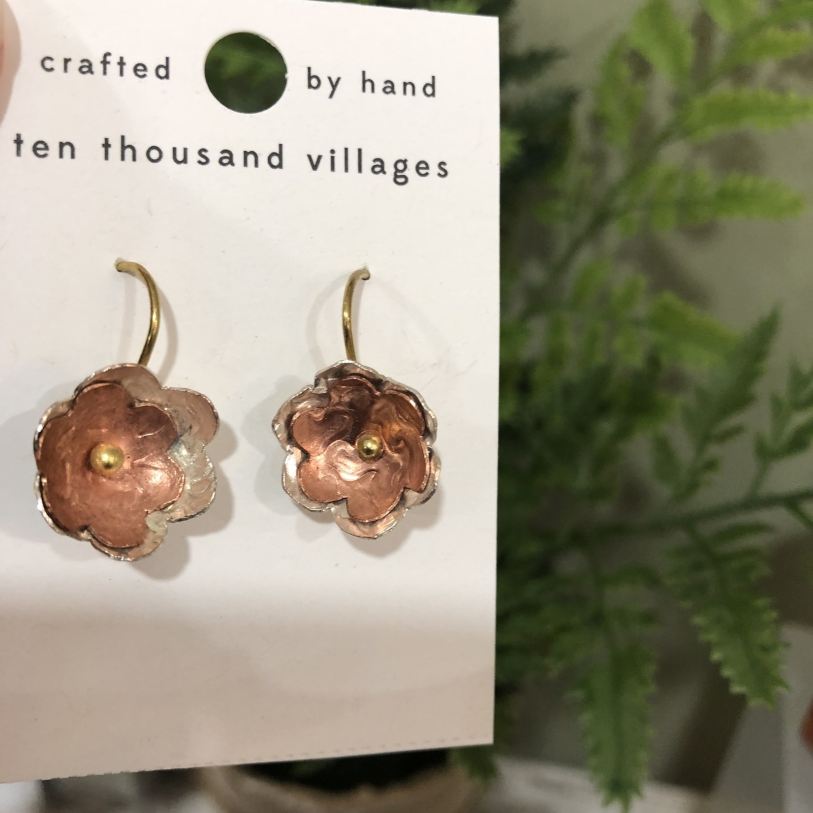 Lima Bean Copper Blossom Earrings