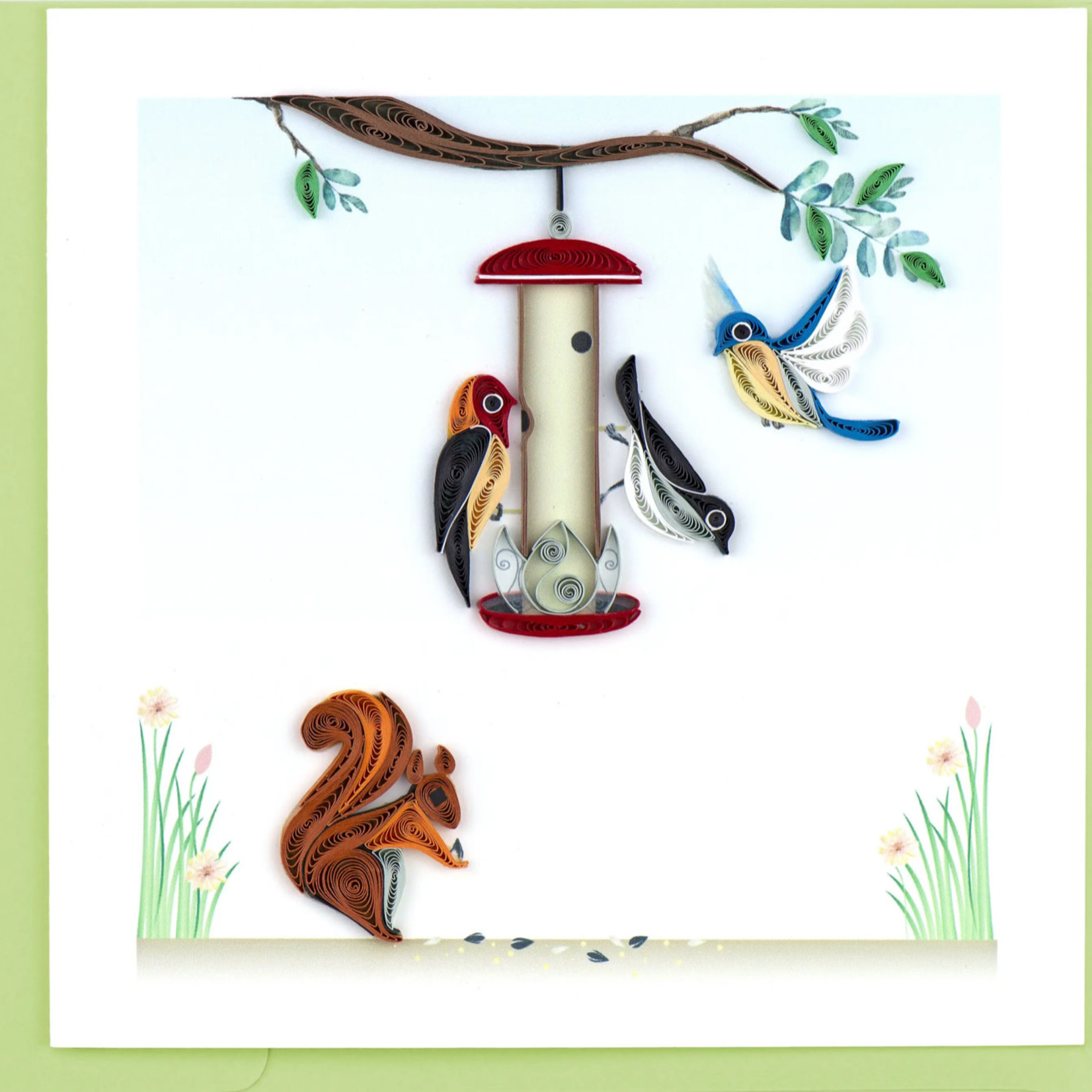 Lima Bean Quilled Greeting Card - Bird Feeder