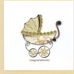 Lima Bean Quilled Greeting Card -  Baby Carriage