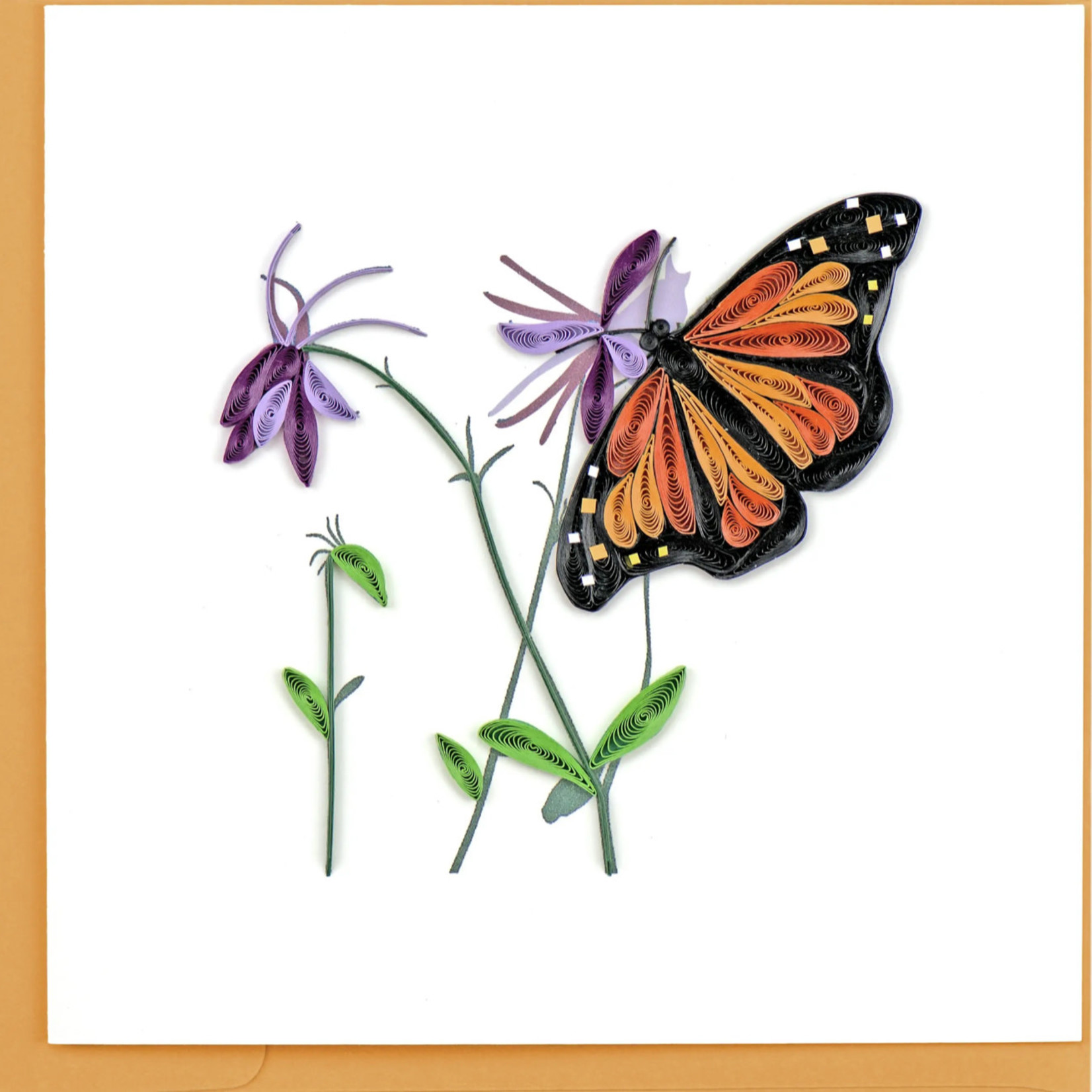 Lima Bean Quilled Greeting Card - Monarch Butterfly Card